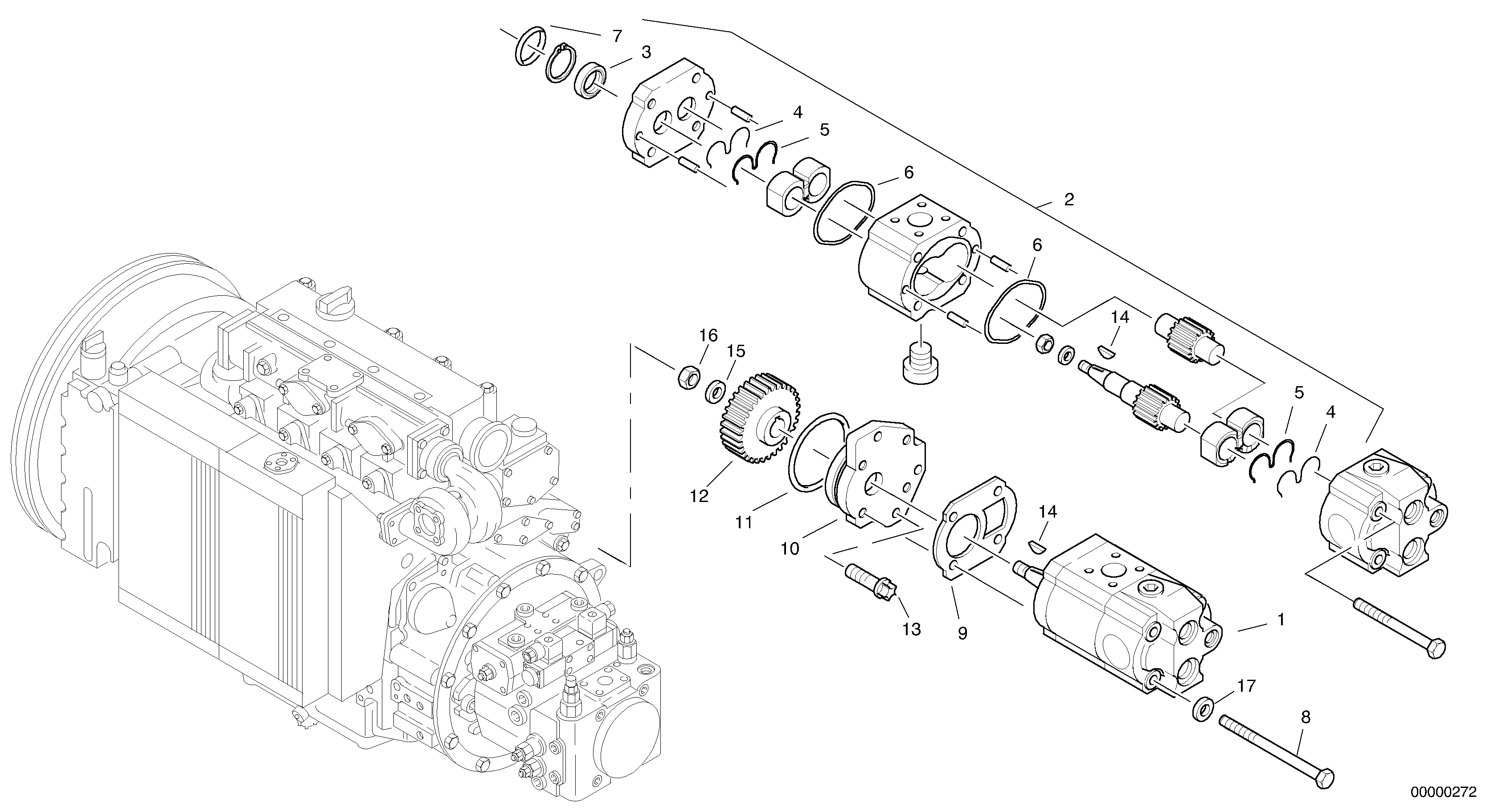 Схема запчастей Volvo L40 TYPE 191, 192 SER NO - 1000 - 74539 Гидронасос рулевой 