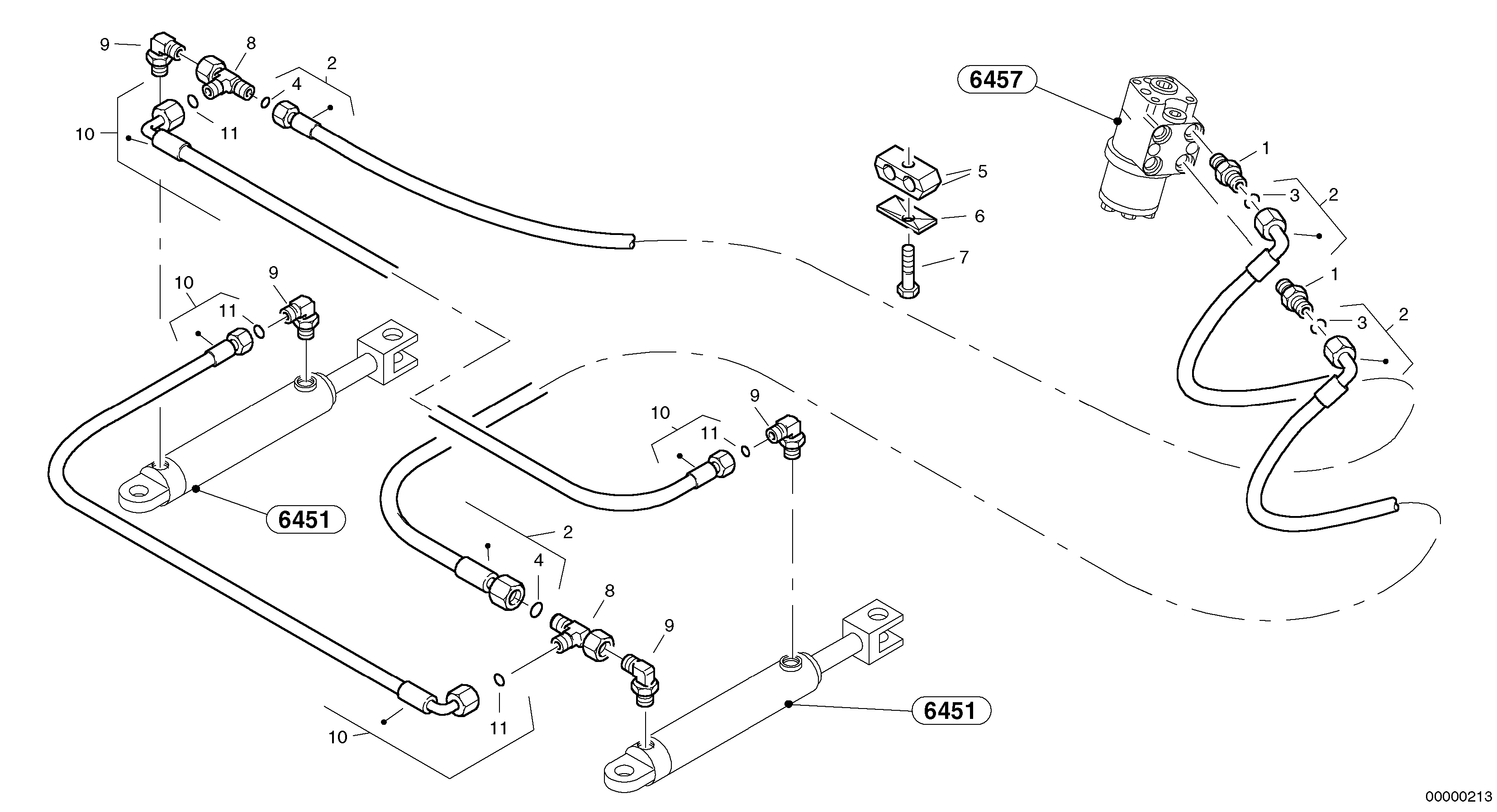 Схема запчастей Volvo L40 TYPE 191, 192 SER NO - 1000 - 23440 Steering-hydraulic equipment - front vehicle 