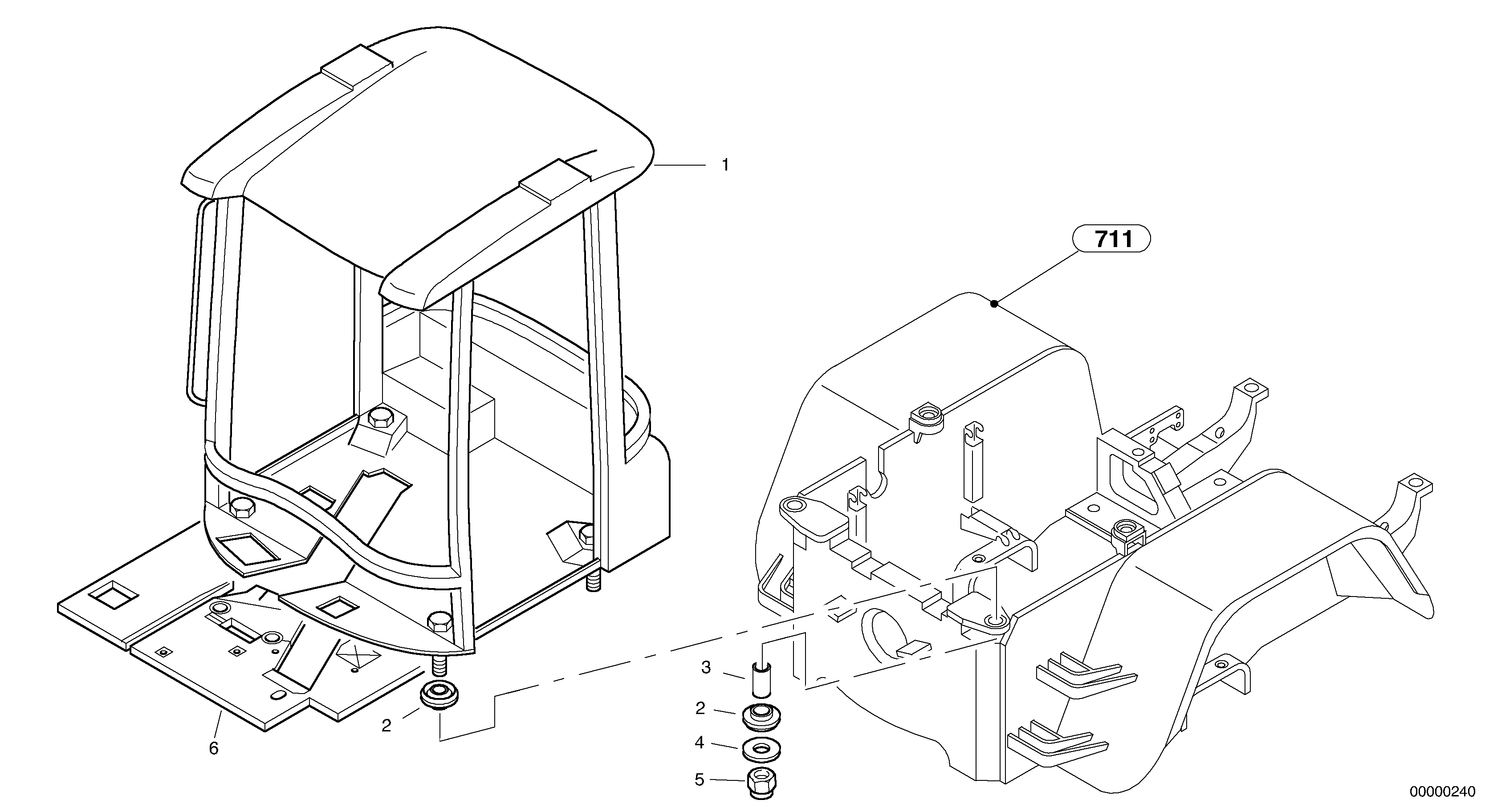 Схема запчастей Volvo L40 TYPE 191, 192 SER NO - 1000 - 19915 Drivers cab framework 