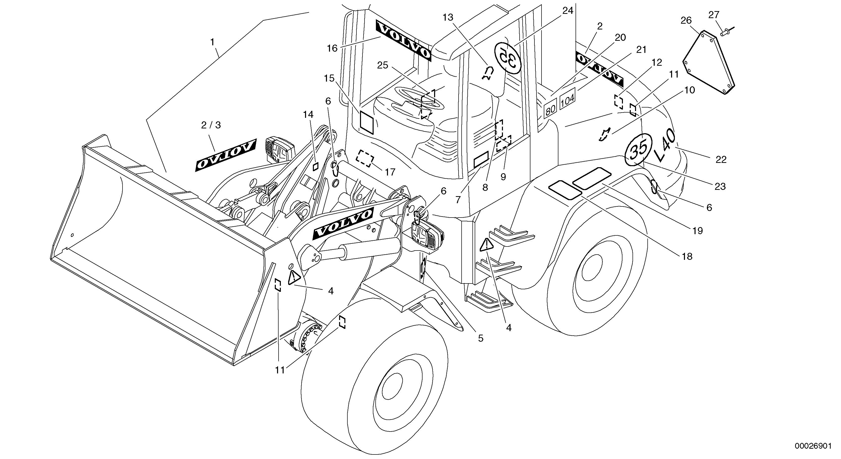 Схема запчастей Volvo L40 TYPE 191, 192 SER NO - 1000 - 35432 Plates 
