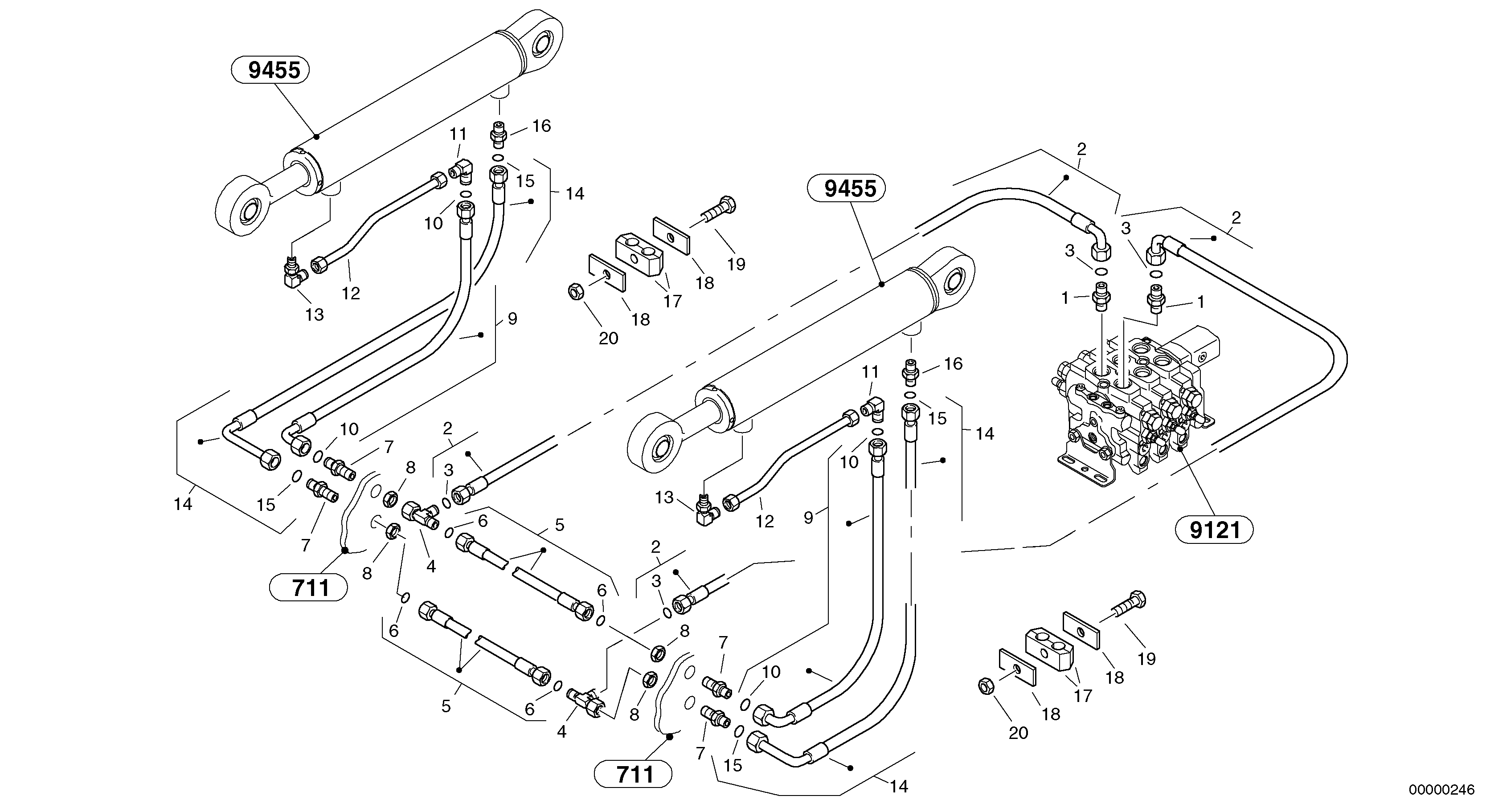 Схема запчастей Volvo L40 TYPE 191, 192 SER NO - 1000 - 24125 Hydraulic lines - lift hydraulic 