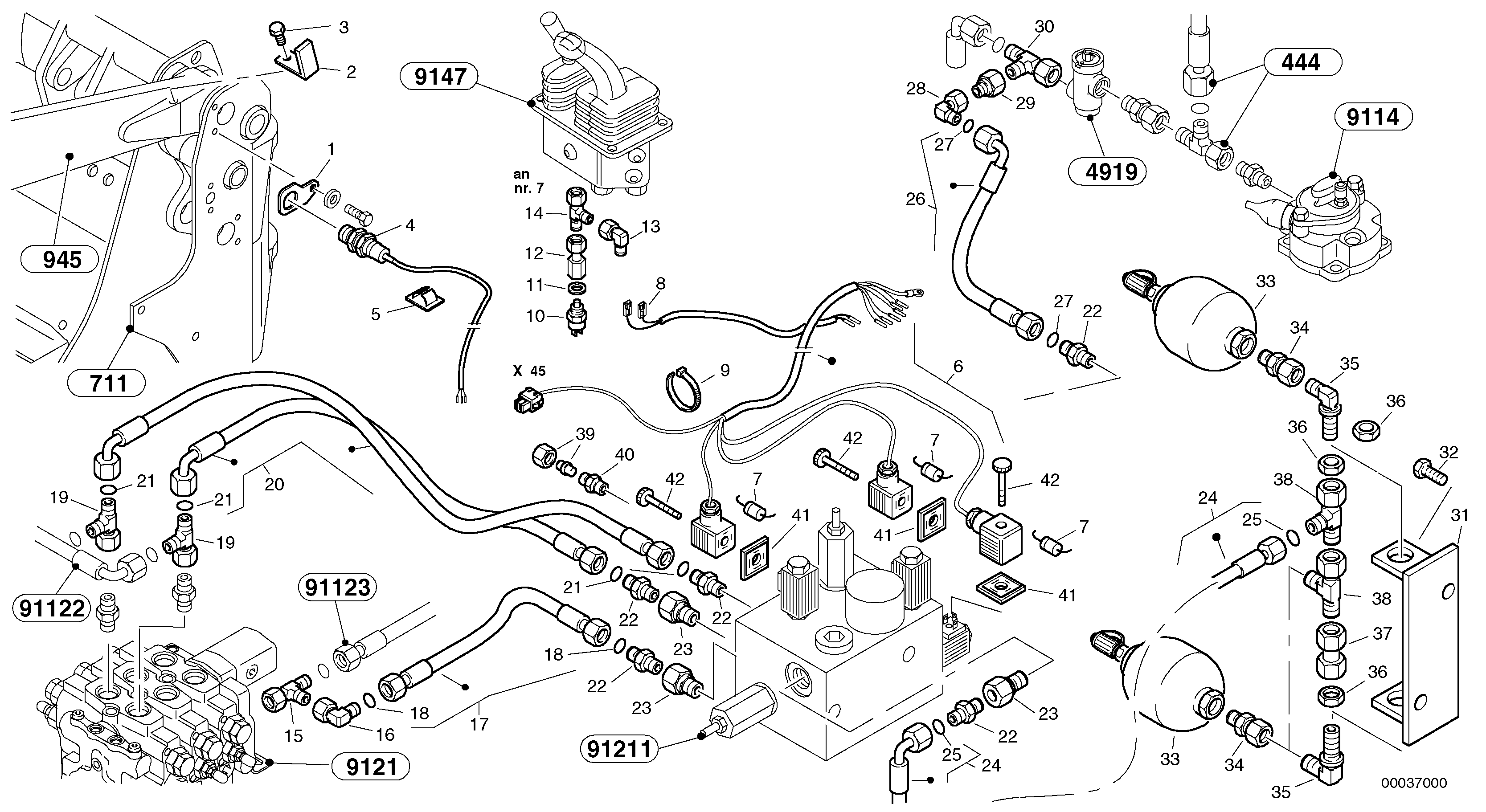 Схема запчастей Volvo L40 TYPE 191, 192 SER NO - 1000 - 46234 Boom suspension system (BSS) 
