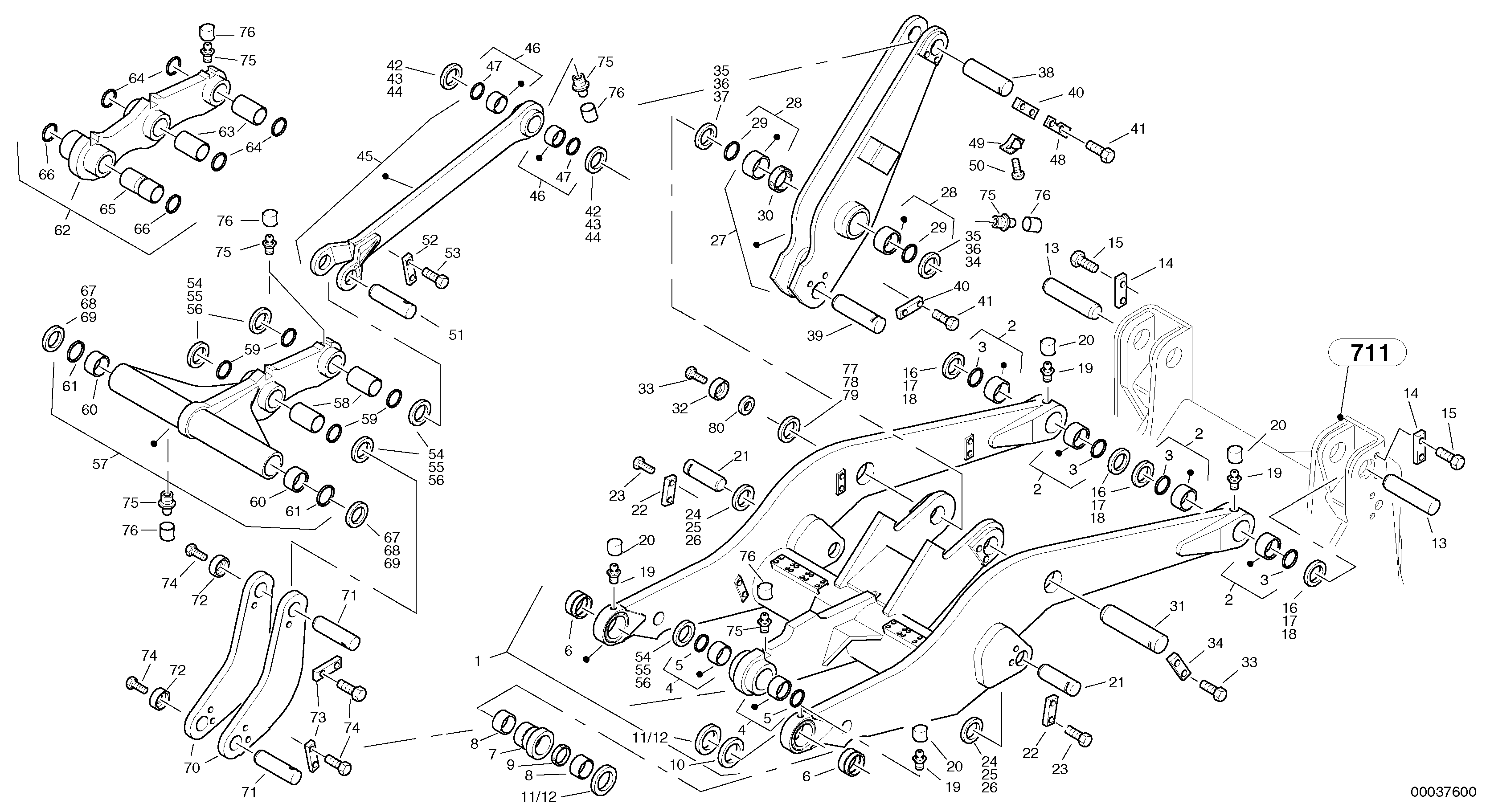 Схема запчастей Volvo L40 TYPE 191, 192 SER NO - 1000 - 97257 Lift frame - 2420 mm long 