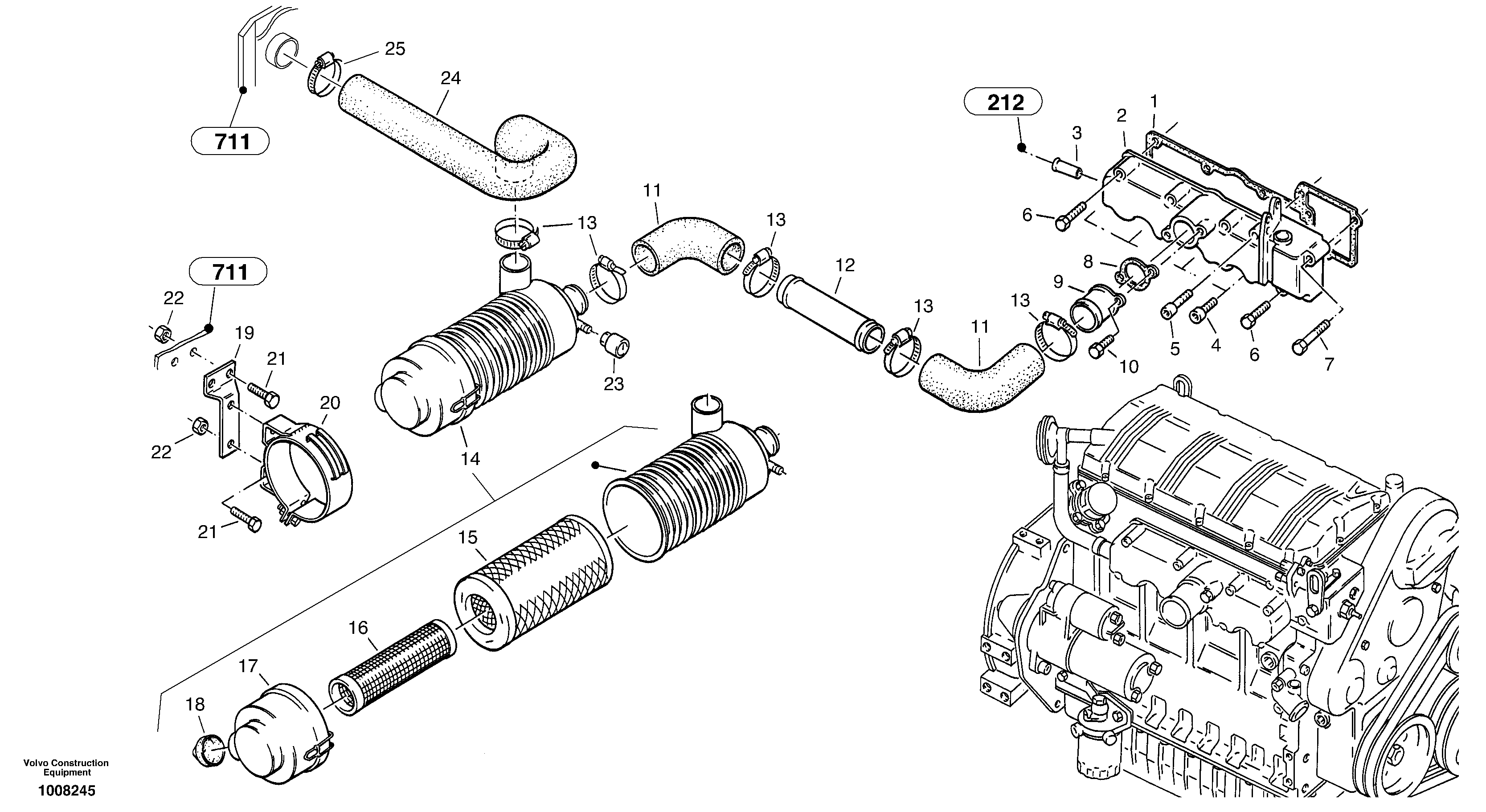 Схема запчастей Volvo ZL302C SER NO 2404001 - - 32379 Suction system, filter 