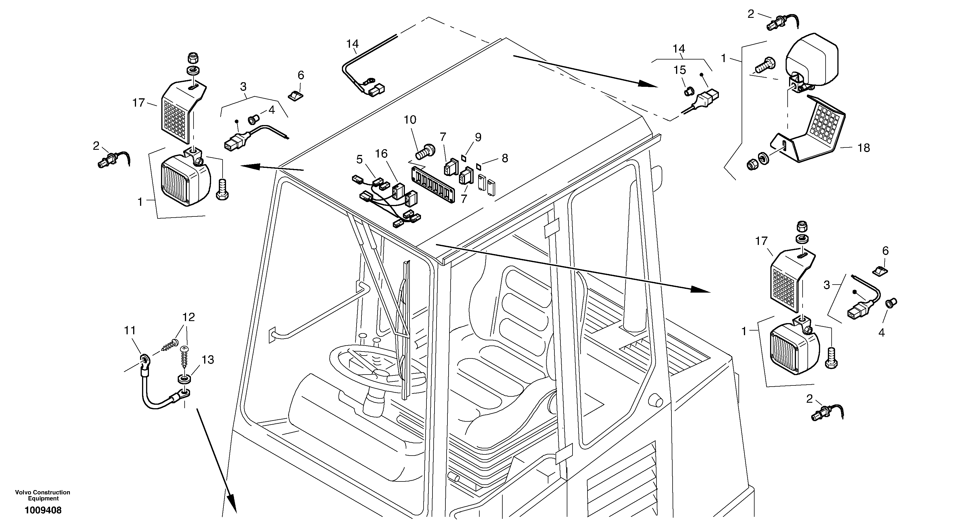Схема запчастей Volvo ZL302C SER NO 2404001 - - 35123 Work lights 