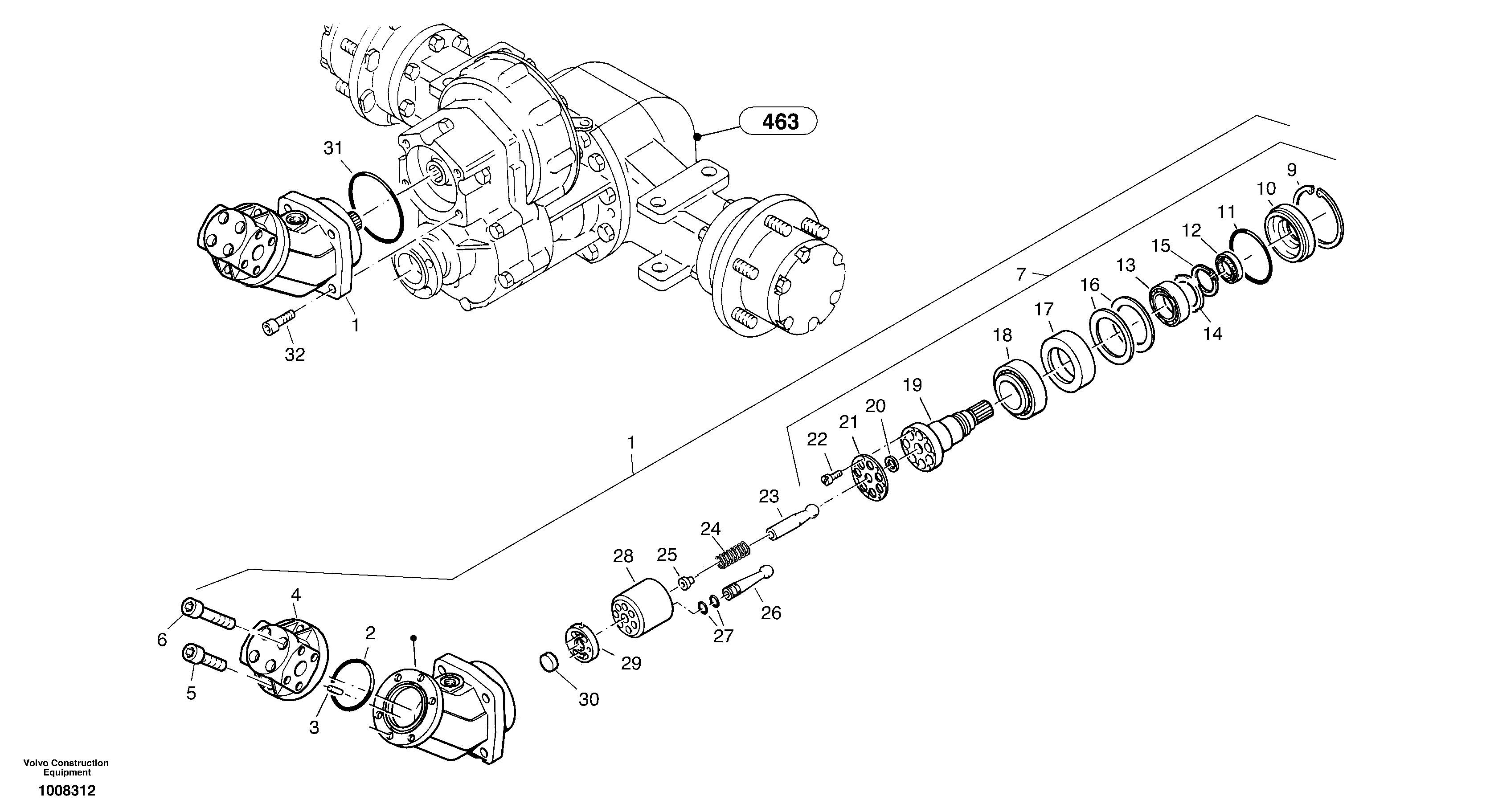 Схема запчастей Volvo ZL302C SER NO 2404001 - - 35969 Variable displacement motor 
