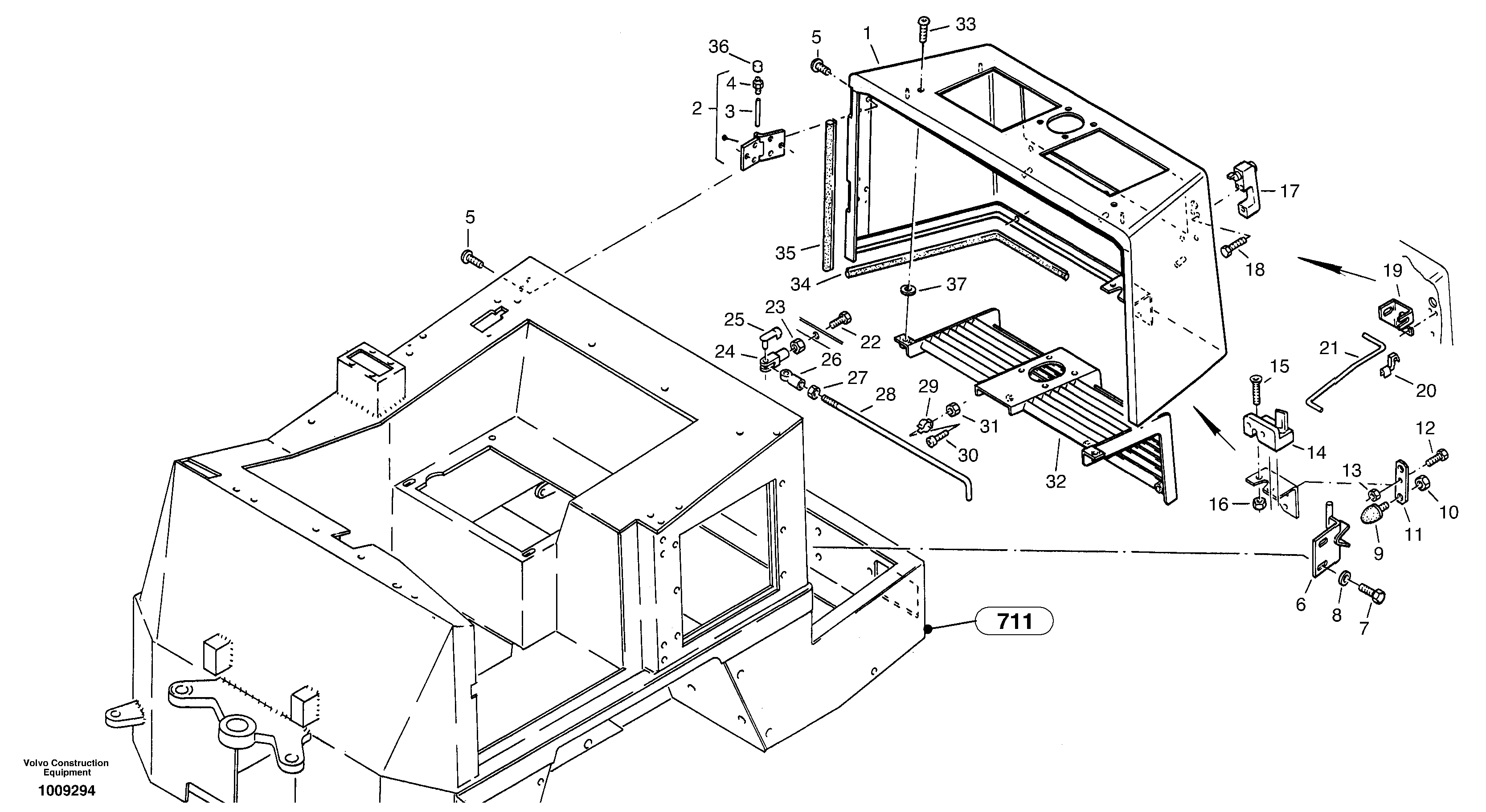 Схема запчастей Volvo ZL302C SER NO 2404001 - - 32252 Engine hood 