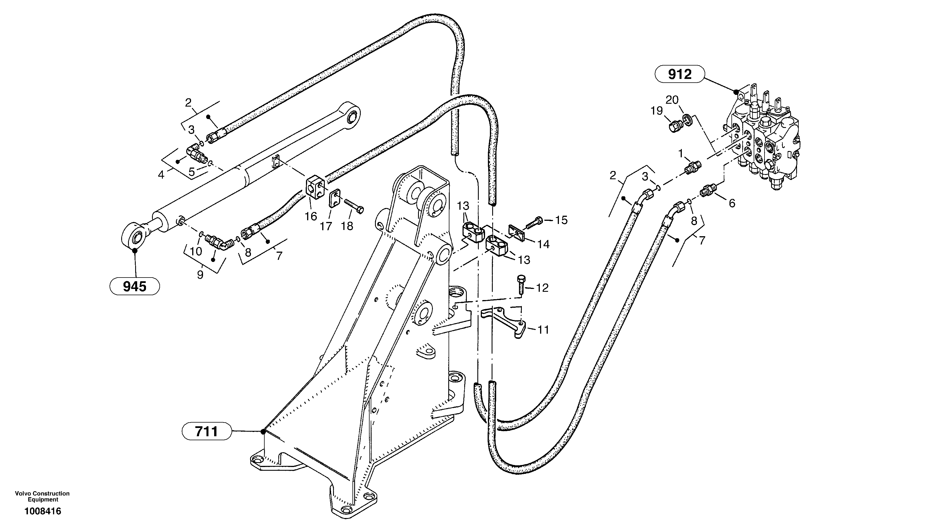 Схема запчастей Volvo ZL302C SER NO 2404001 - - 31604 Hydraulic lines - tilt hydraulic 