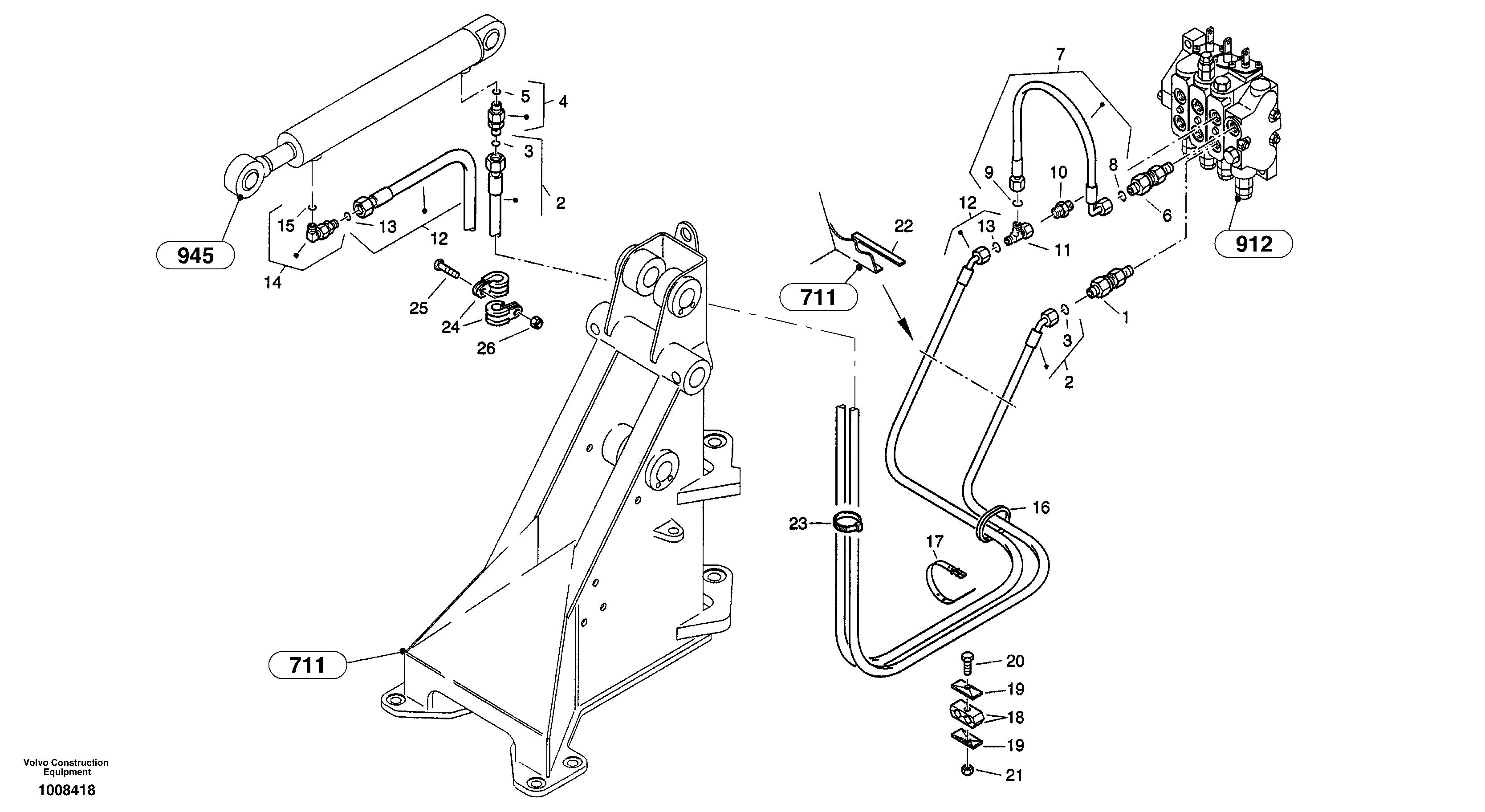 Схема запчастей Volvo ZL302C SER NO 2404001 - - 61517 Hydraulic lines - lift hydraulic 