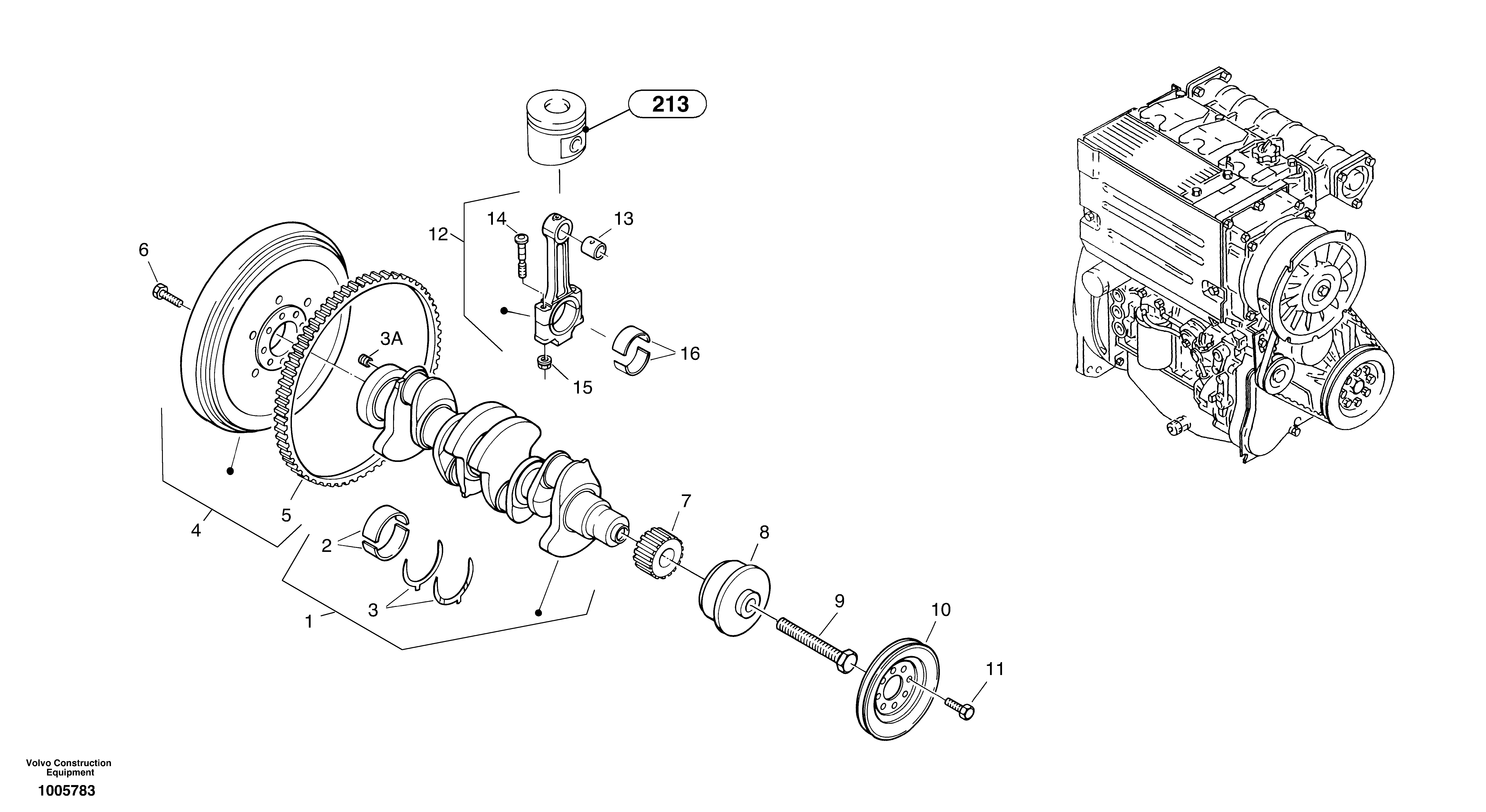 Схема запчастей Volvo ZL402C SER NO 6006001 - - 930 Коленчатый вал (коленвал) 