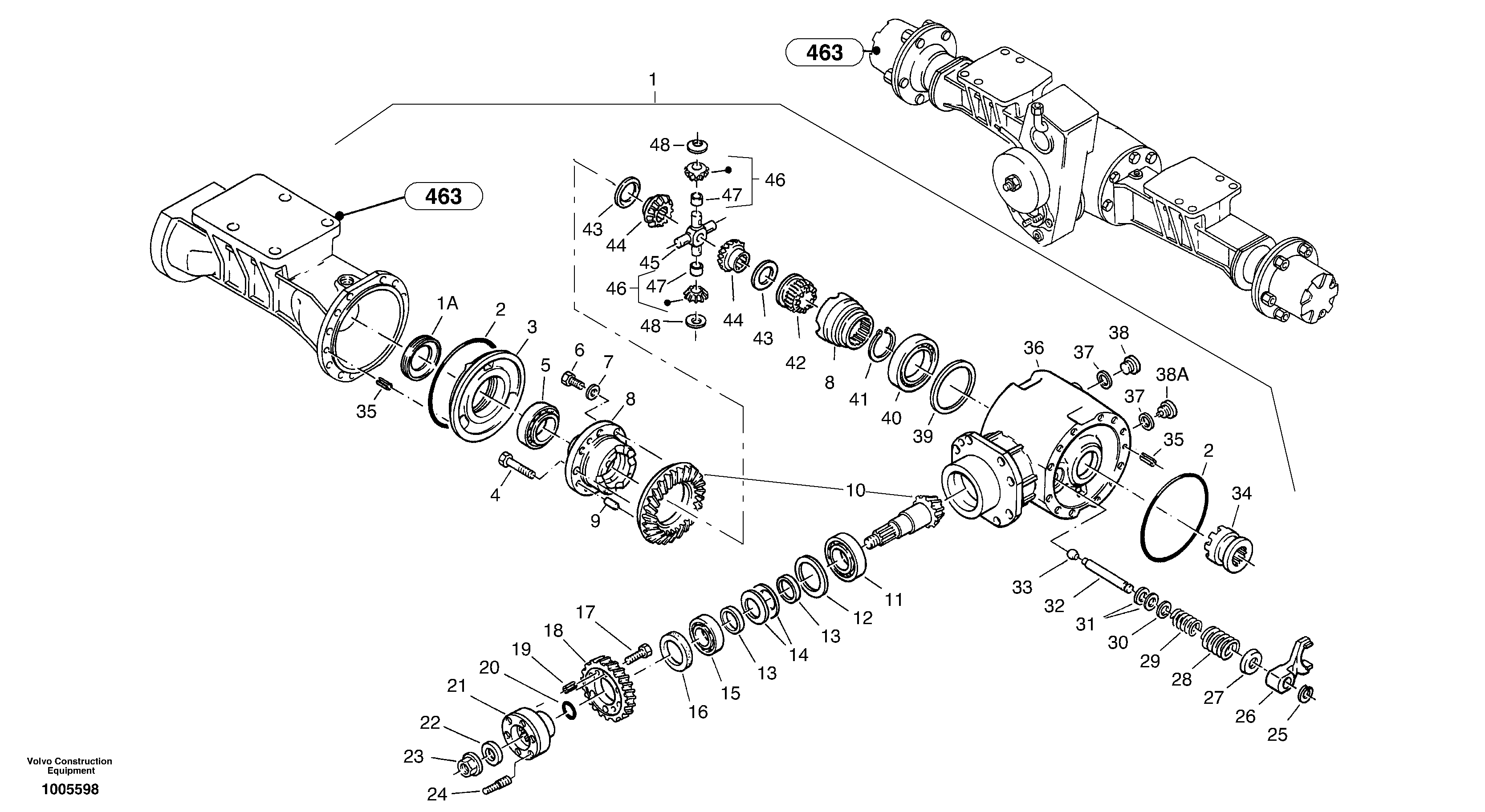 Схема запчастей Volvo ZL402C SER NO 6006001 - - 399 Differential carrier - assy rear axle 