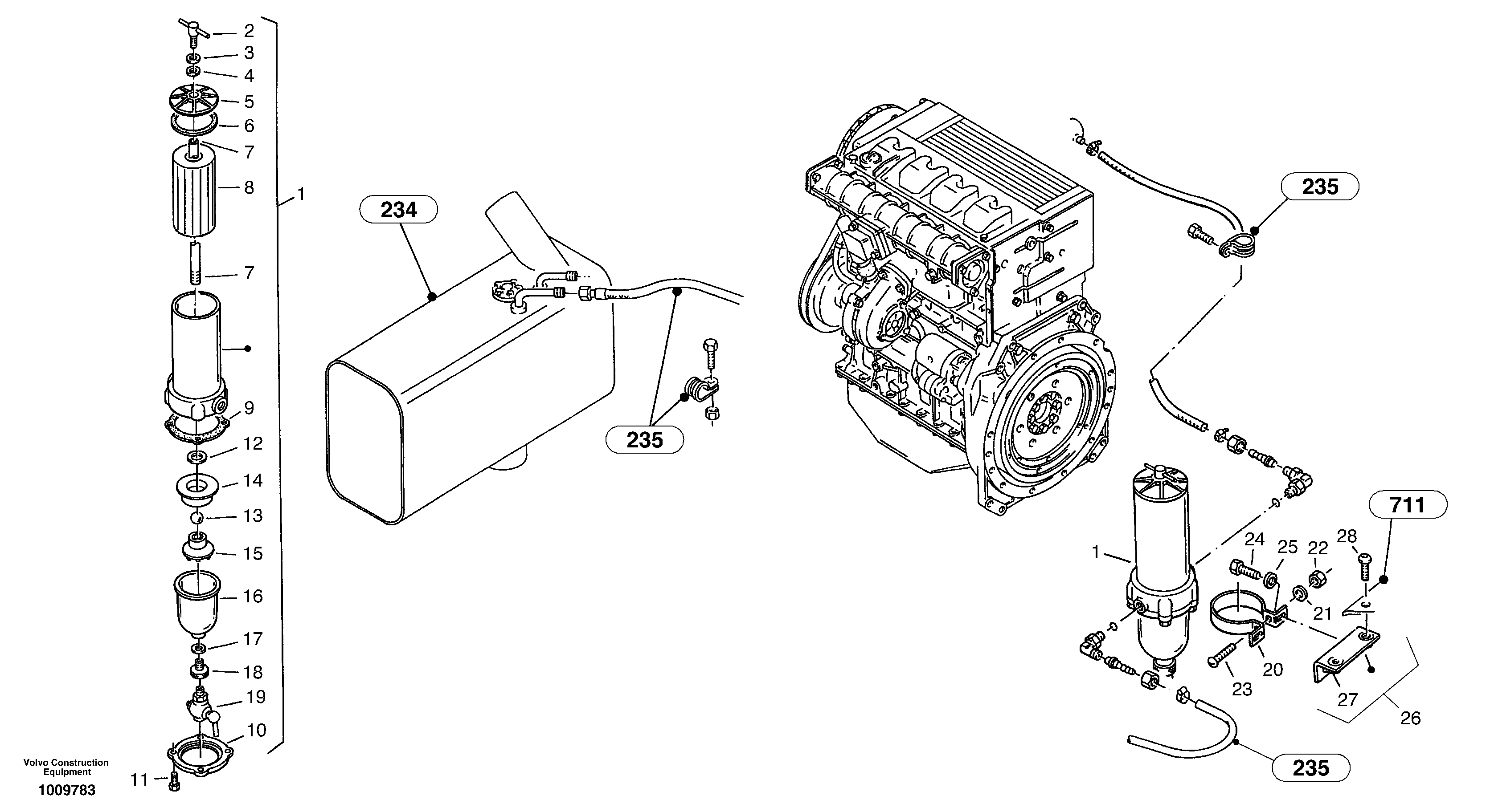Схема запчастей Volvo ZL502C SER NO 0503001 - - 23705 Filter - Water separator 