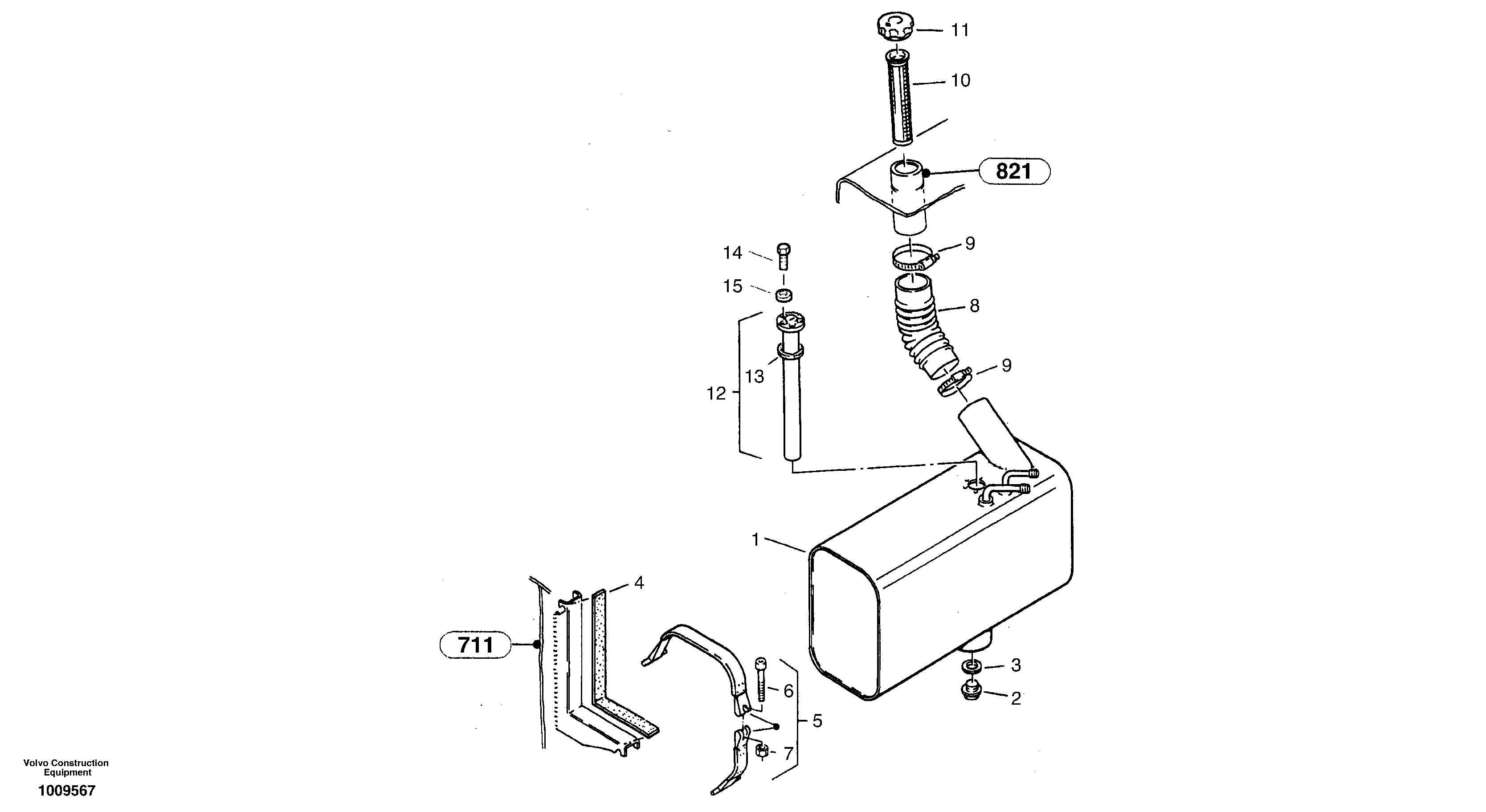 Схема запчастей Volvo ZL502C SER NO 0503001 - - 72473 Топливный бак (бензобак) 