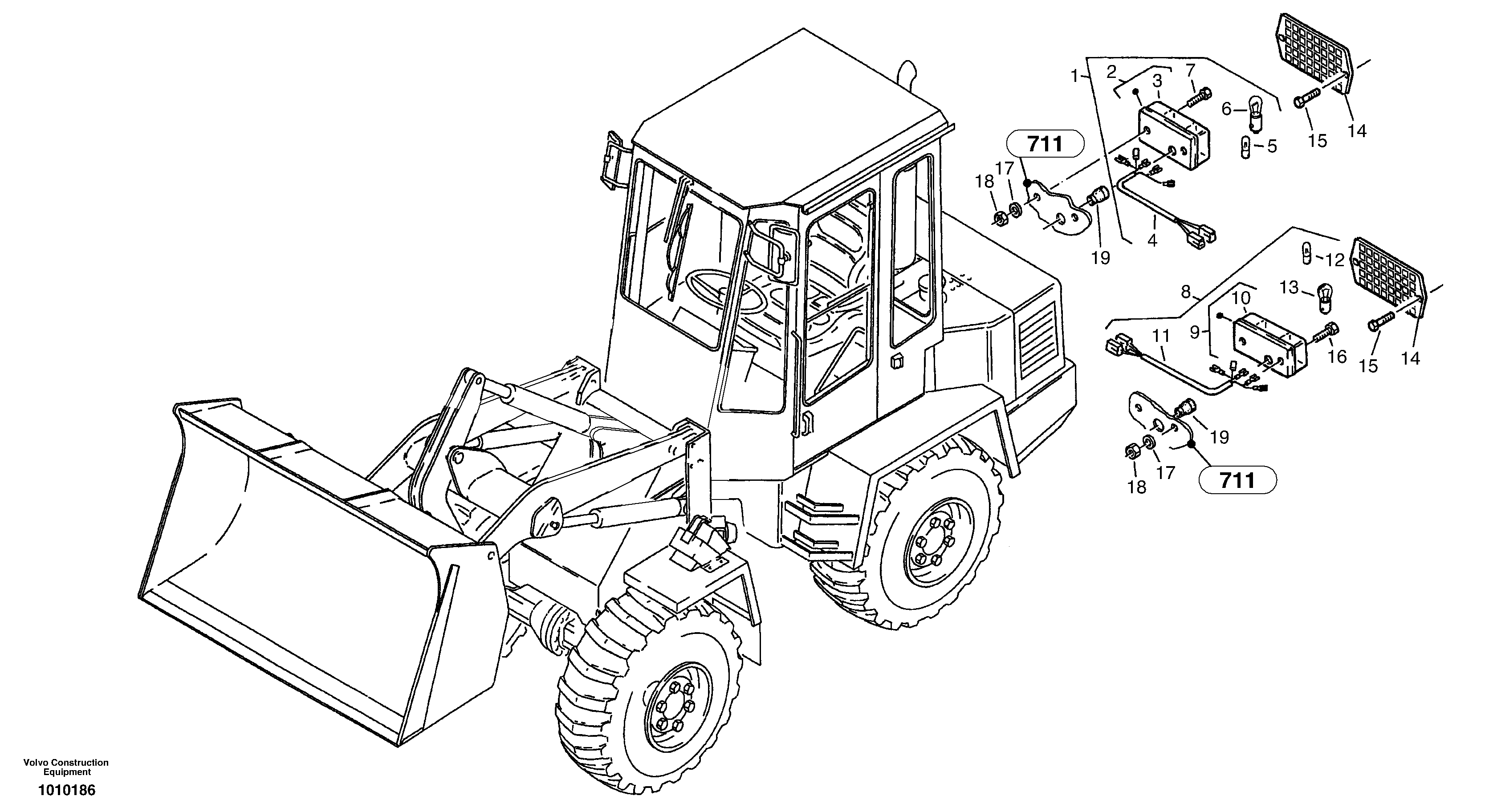 Схема запчастей Volvo ZL502C SER NO 0503001 - - 3218 Lighting, rear 