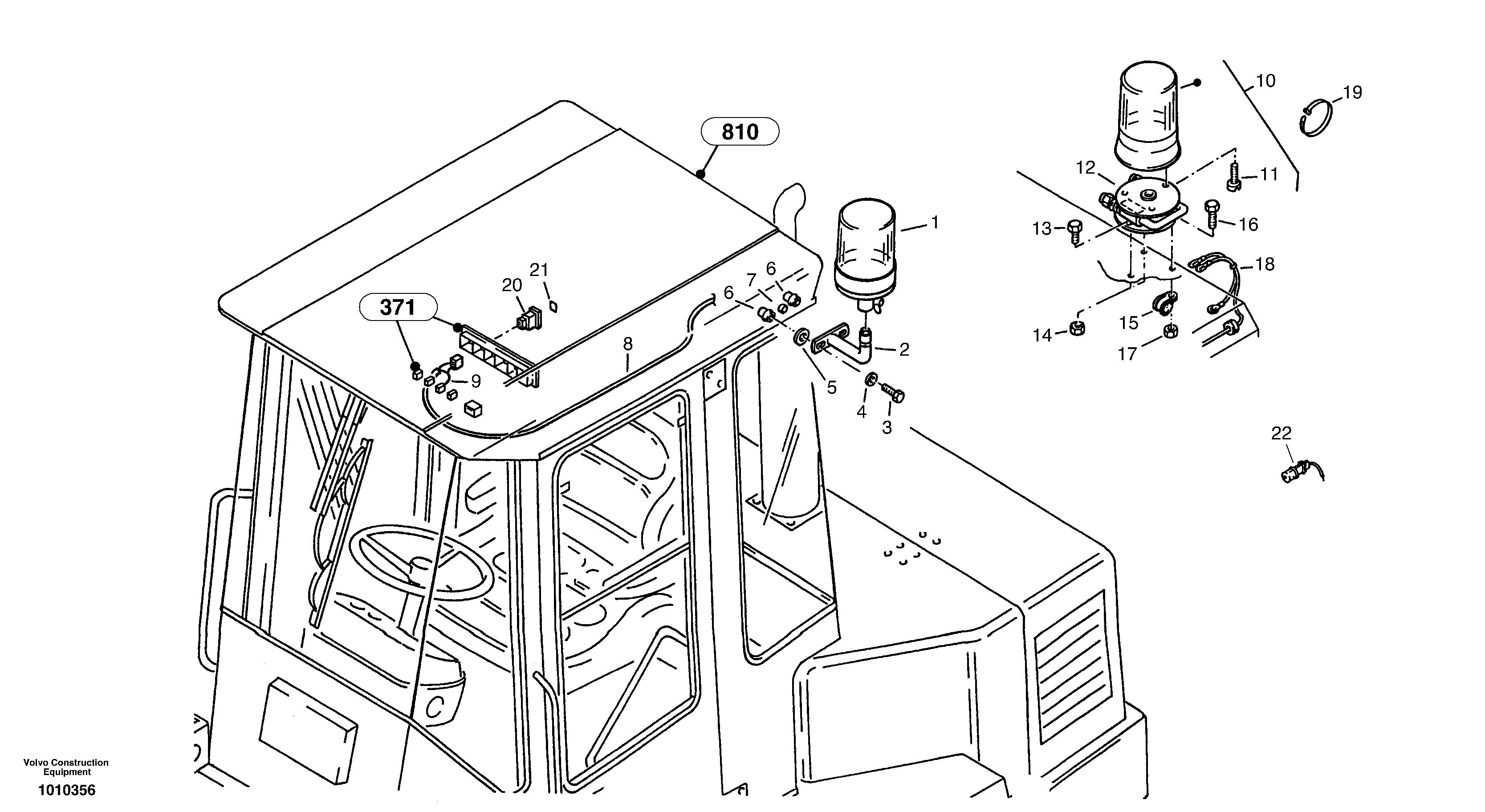 Схема запчастей Volvo ZL502C SER NO 0503001 - - 4647 All-round side lamp 