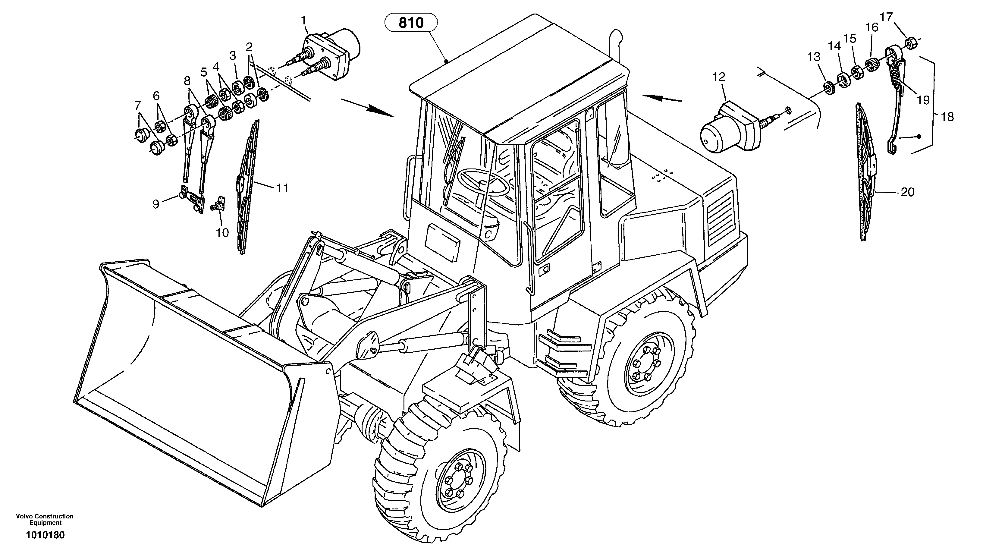 Схема запчастей Volvo ZL502C SER NO 0503001 - - 4648 Wiper installation 