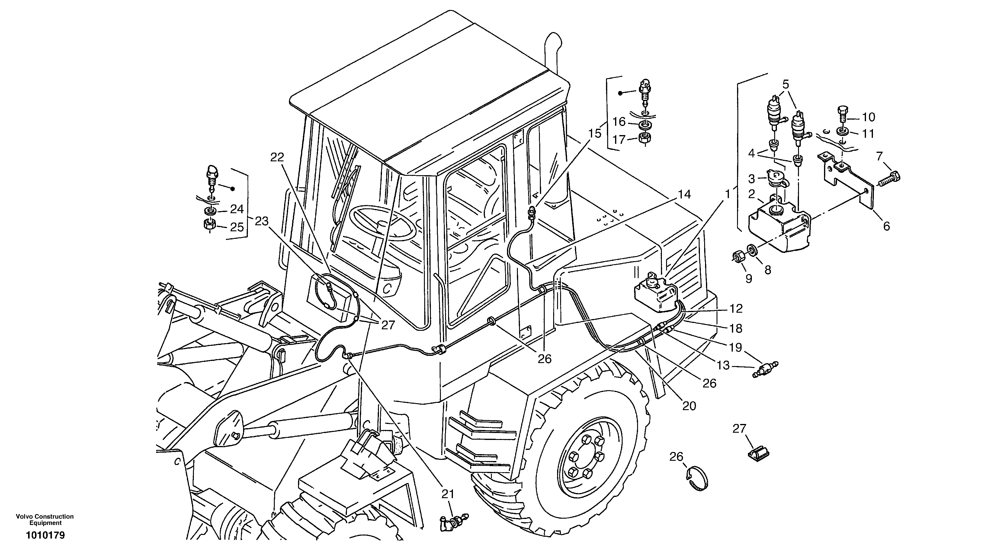 Схема запчастей Volvo ZL502C SER NO 0503001 - - 4649 Windscreen washer system 