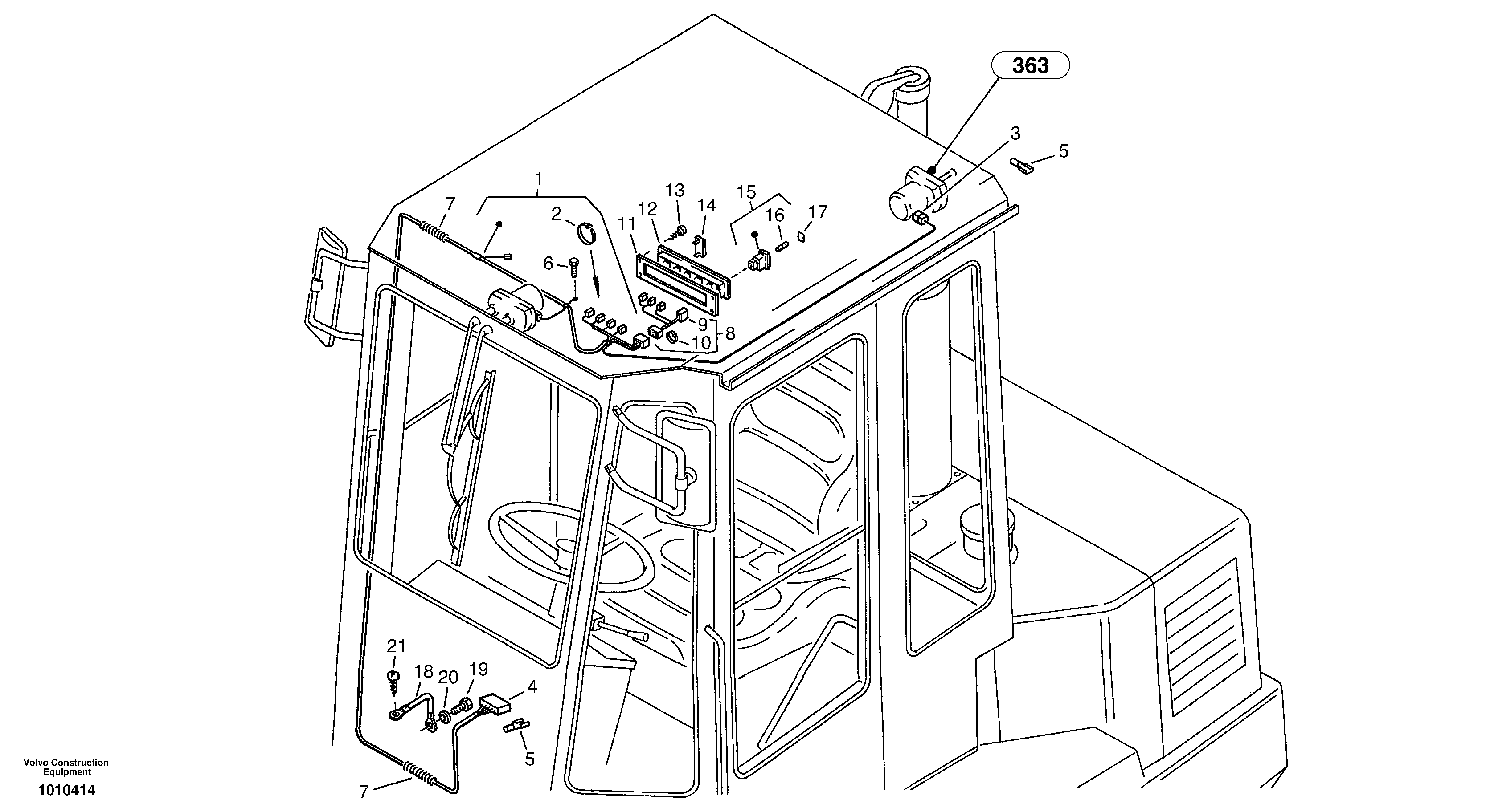 Схема запчастей Volvo ZL502C SER NO 0503001 - - 4658 Electro-attachment - Drivers cab 