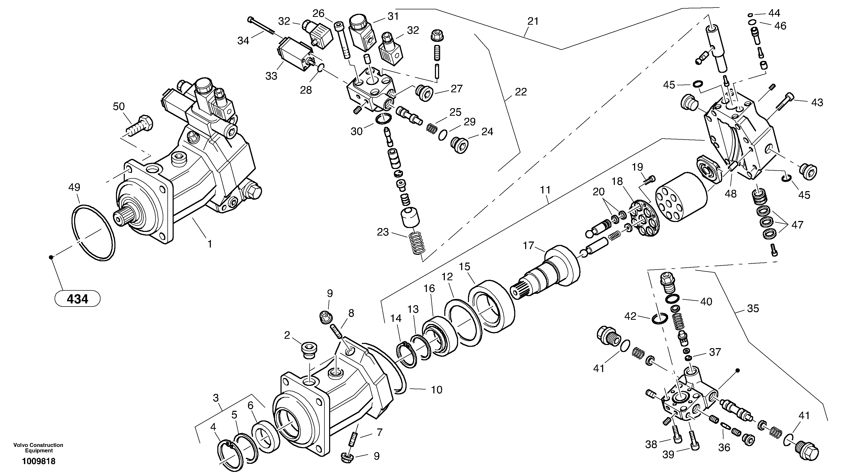 Схема запчастей Volvo ZL502C SER NO 0503001 - - 97093 Variable displacement motor 