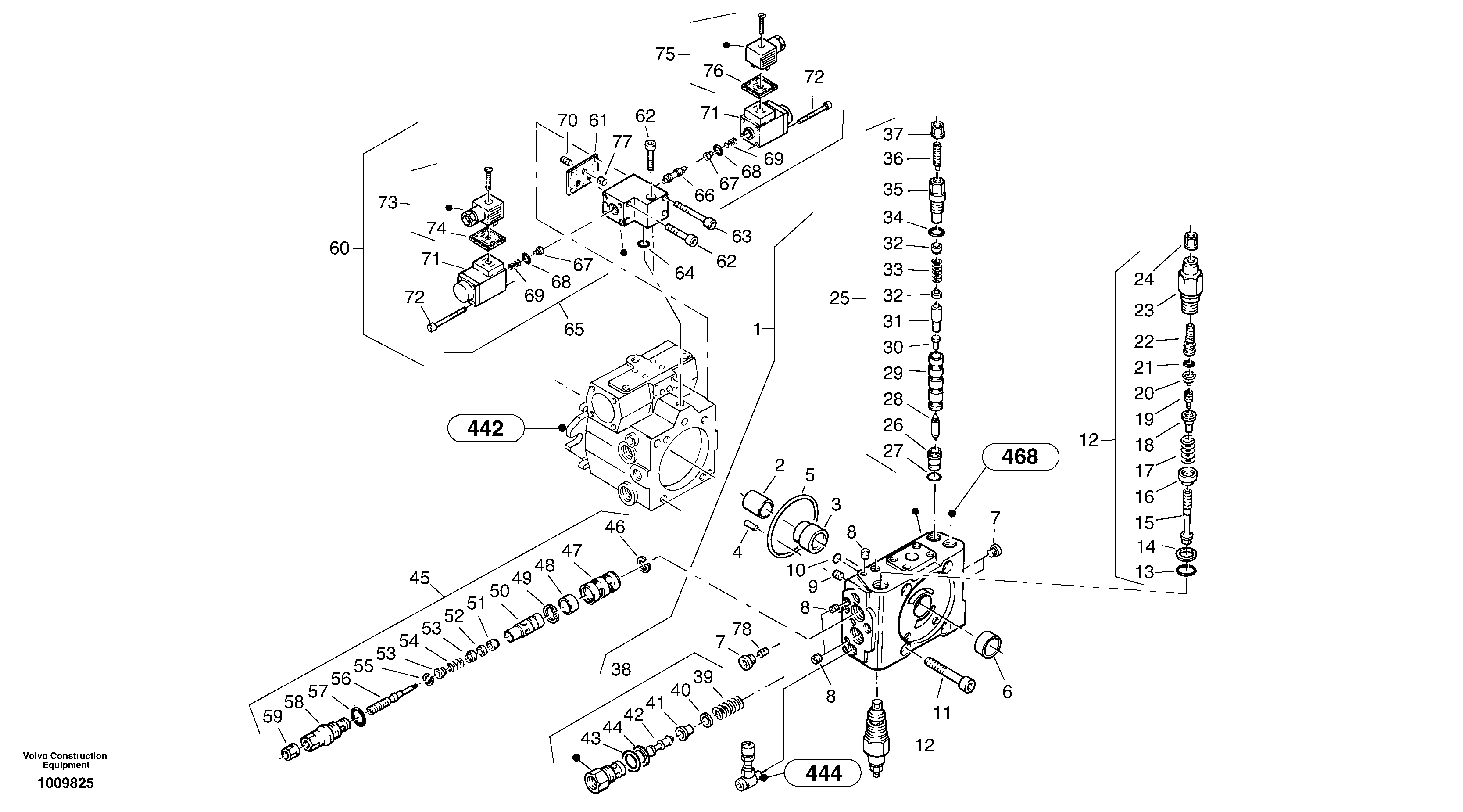 Схема запчастей Volvo ZL502C SER NO 0503001 - - 102853 Valves - Variable displacement pump 