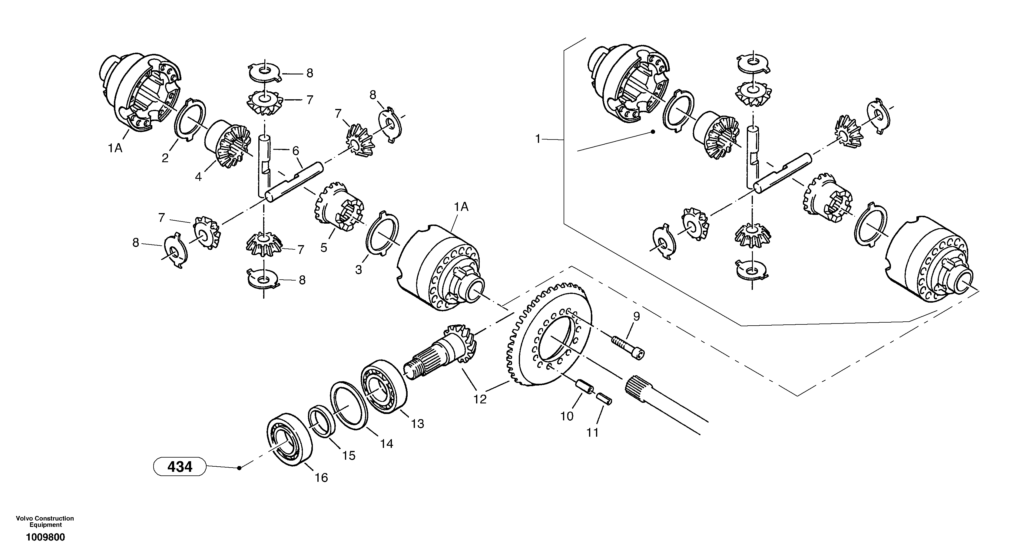 Схема запчастей Volvo ZL502C SER NO 0503001 - - 4684 Differential carrier - assy rear axle 