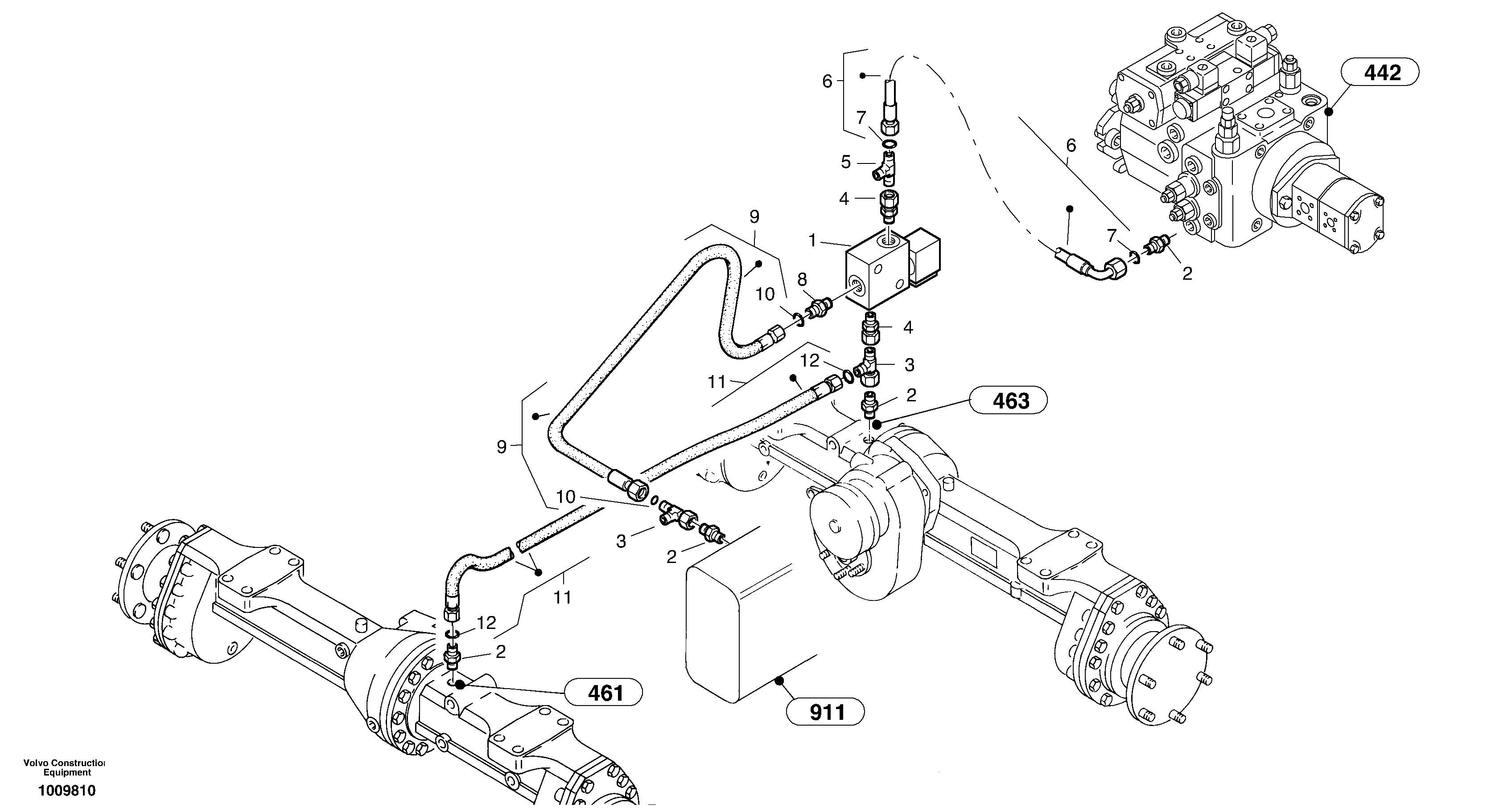 Схема запчастей Volvo ZL502C SER NO 0503001 - - 61556 Differential lock 