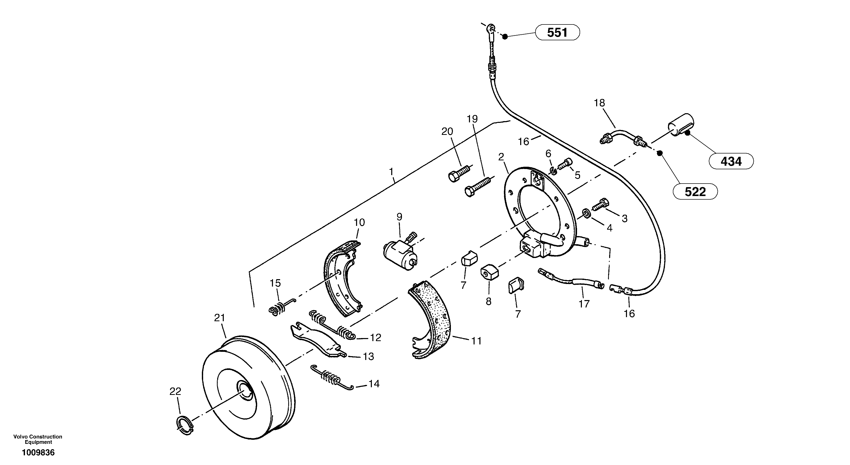Схема запчастей Volvo ZL502C SER NO 0503001 - - 4688 Drum brake, rear 