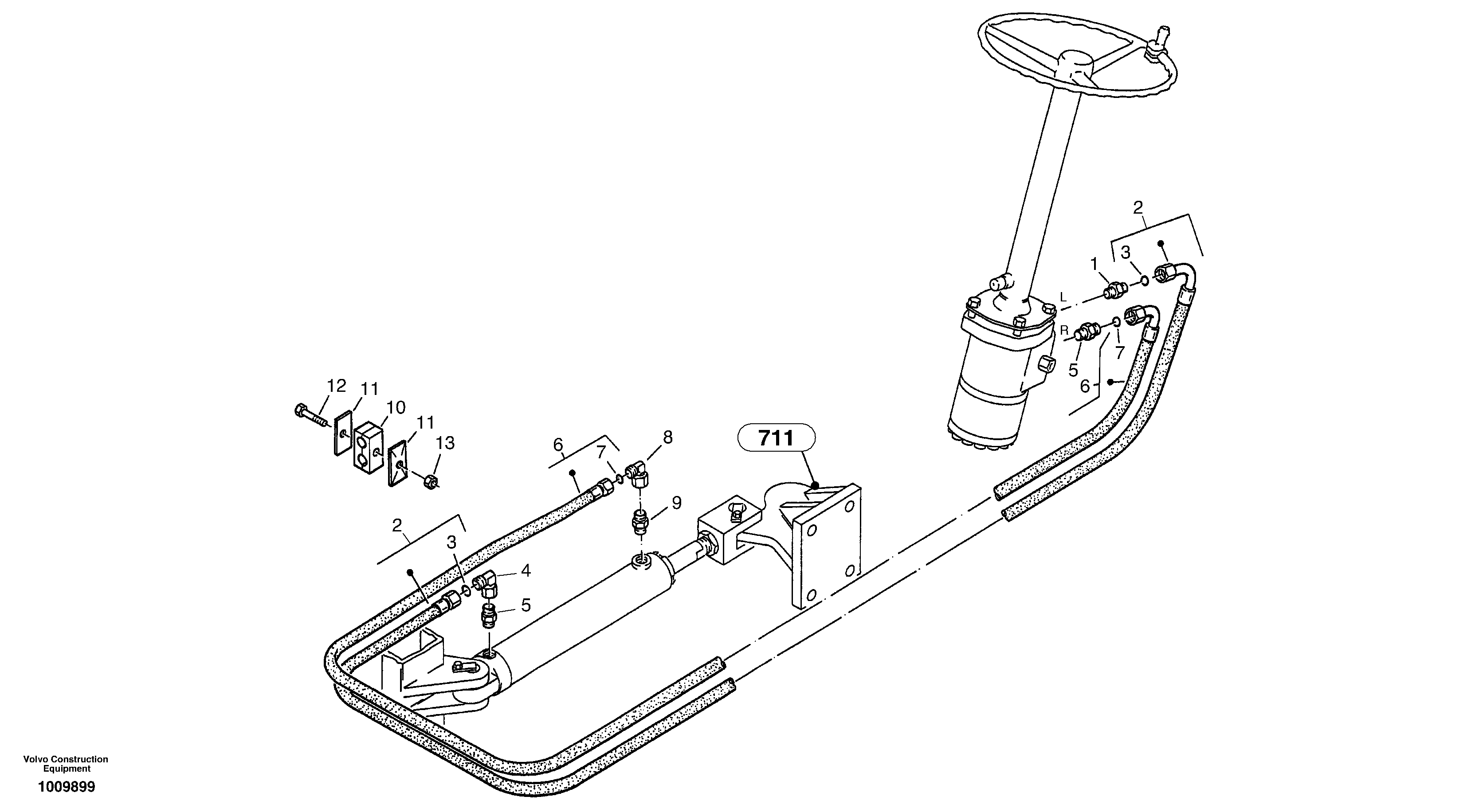 Схема запчастей Volvo ZL502C SER NO 0503001 - - 53613 Steering-hydraulic equipment - front vehicle 