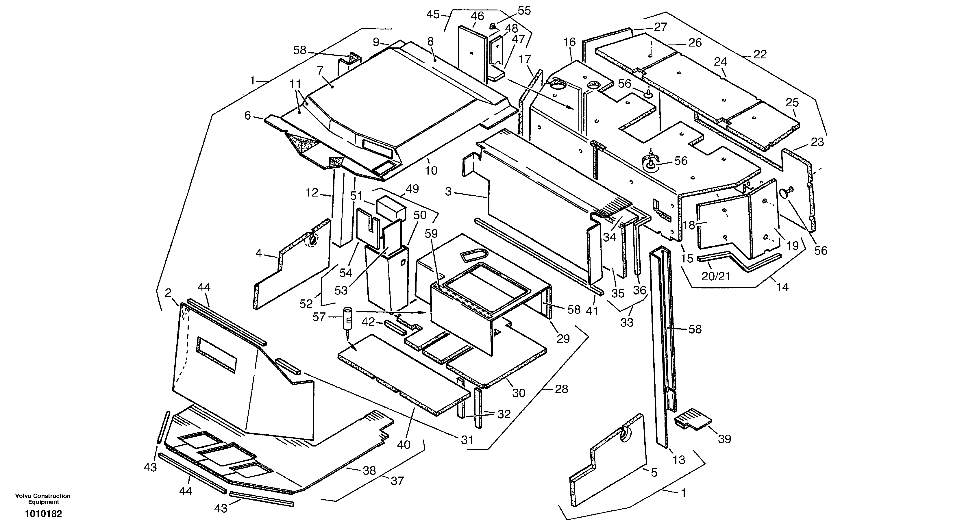 Схема запчастей Volvo ZL502C SER NO 0503001 - - 5329 Isolation - Cabine 