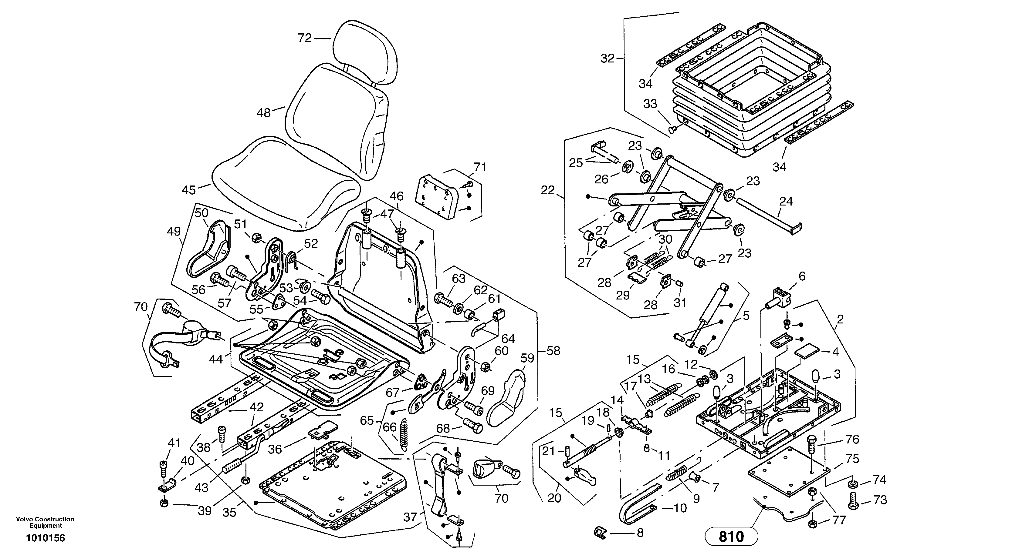 Схема запчастей Volvo ZL502C SER NO 0503001 - - 68454 Drivers seat 