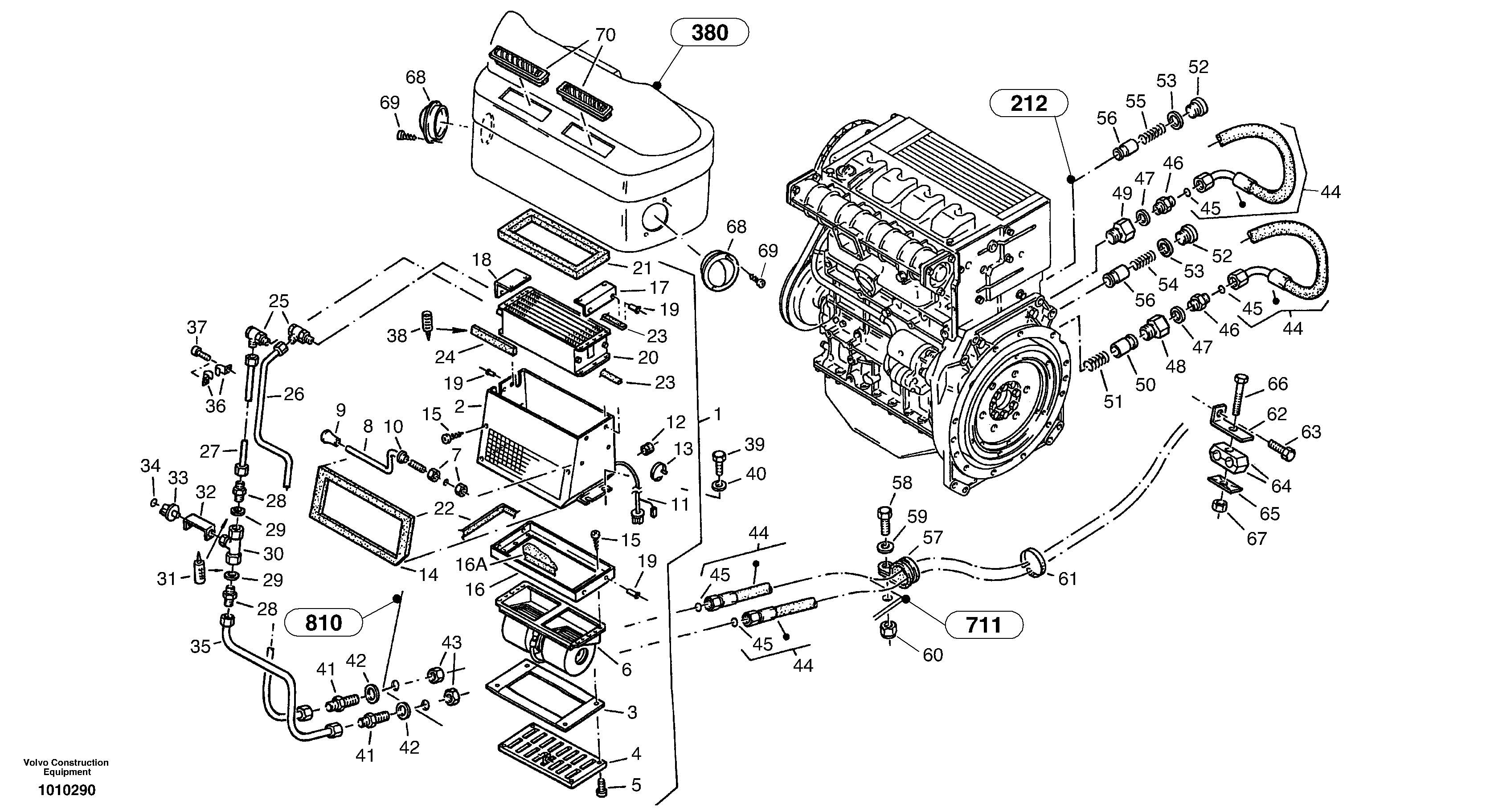 Схема запчастей Volvo ZL502C SER NO 0503001 - - 53622 Heater 