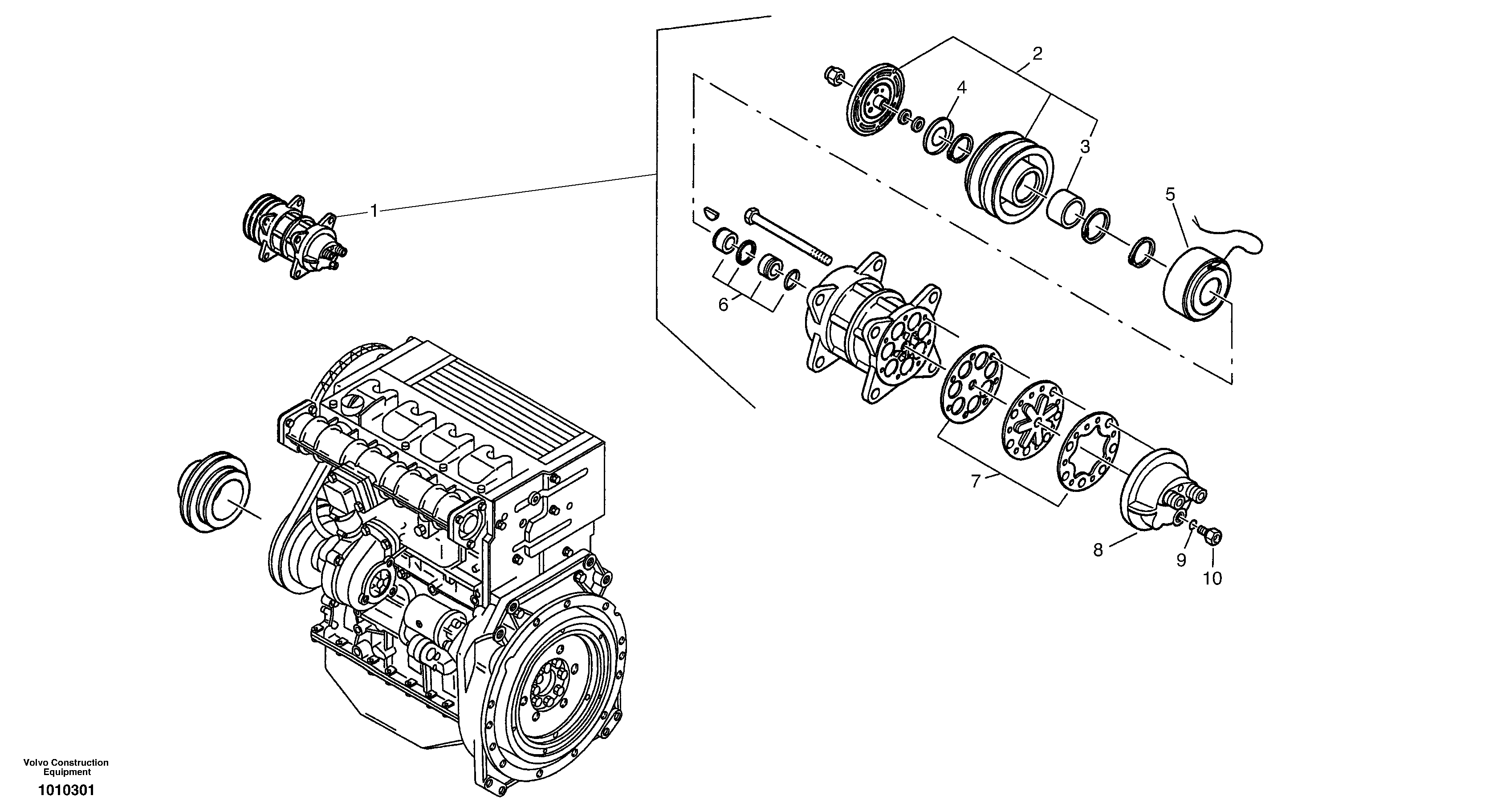 Схема запчастей Volvo ZL502C SER NO 0503001 - - 14183 Compressor - Air conditioning (Bonair) 