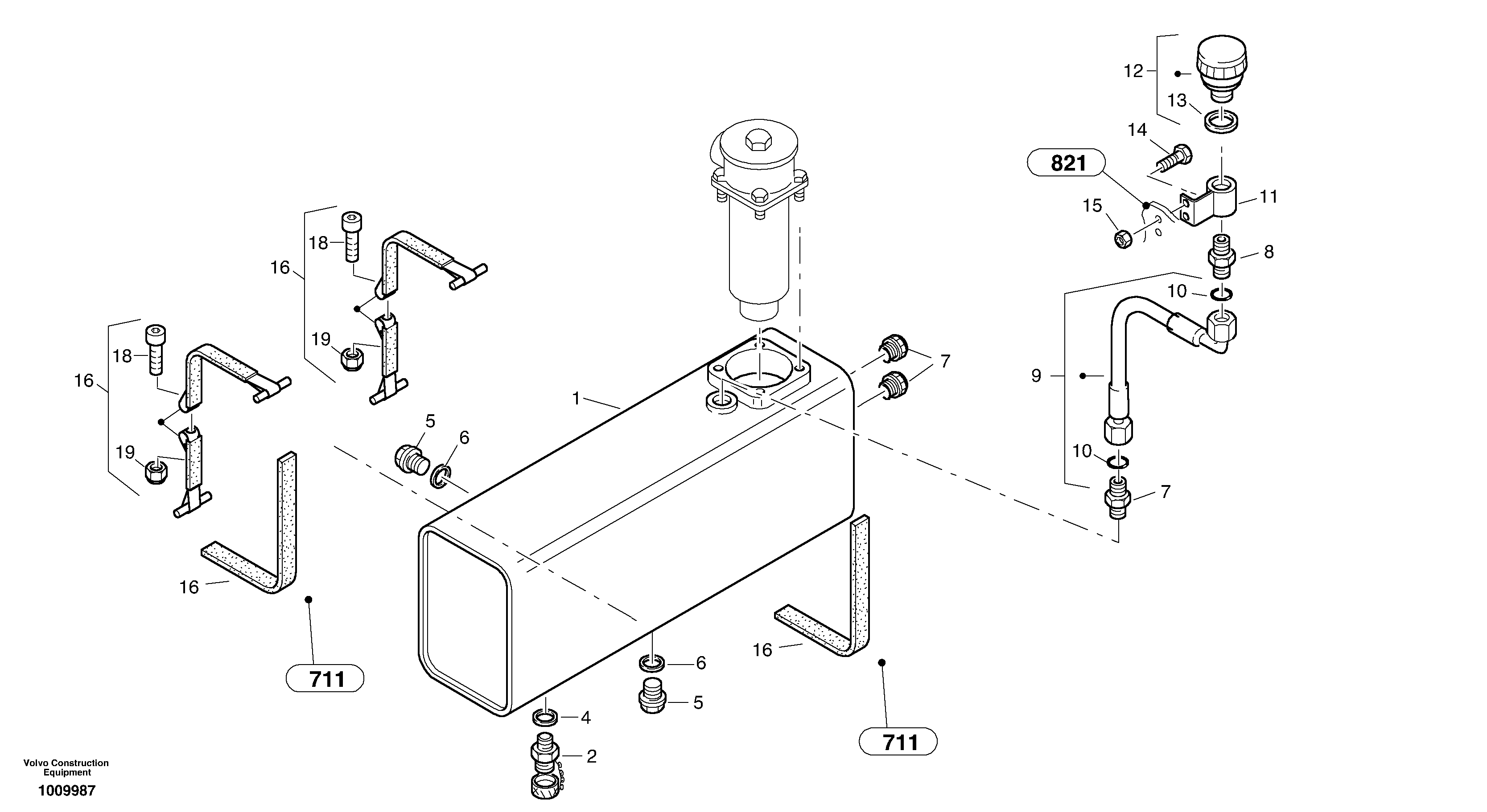 Схема запчастей Volvo ZL502C SER NO 0503001 - - 61577 Гидробак 