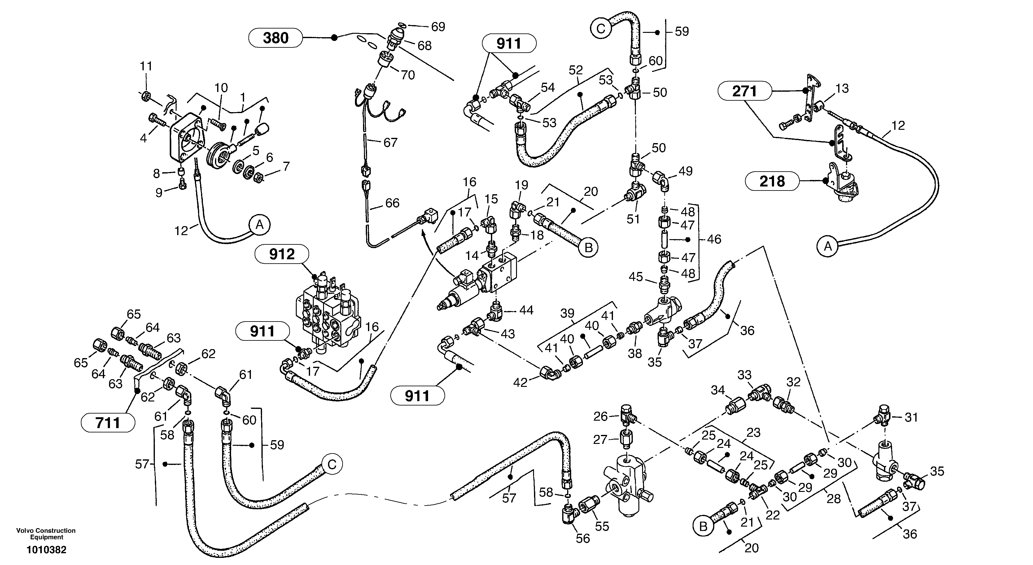 Схема запчастей Volvo ZL502C SER NO 0503001 - - 61829 Optional hydraulic - Hydraulic hammer 