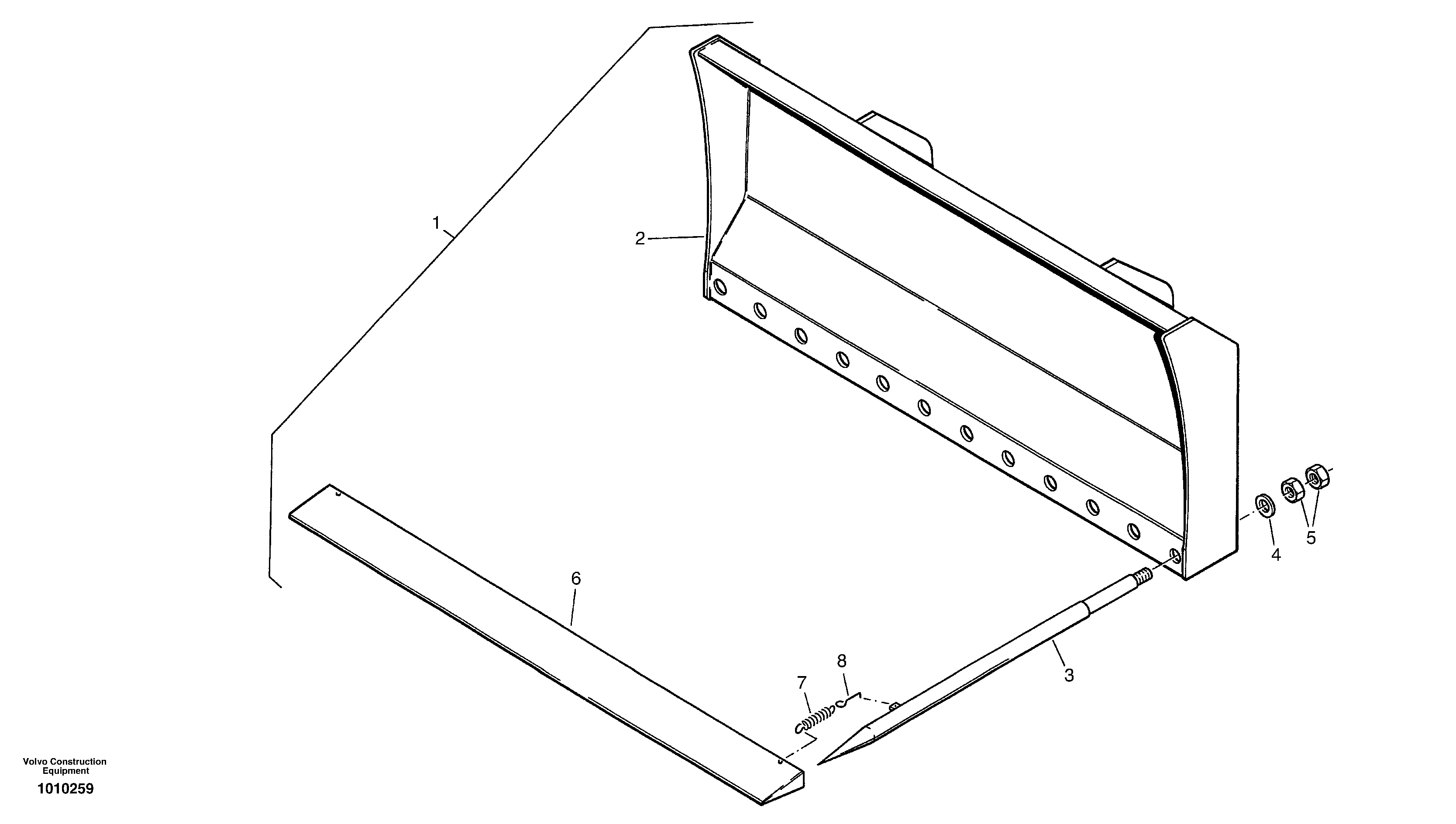 Схема запчастей Volvo ZL502C SER NO 0503001 - - 6495 Hay fork - Dirty fork 