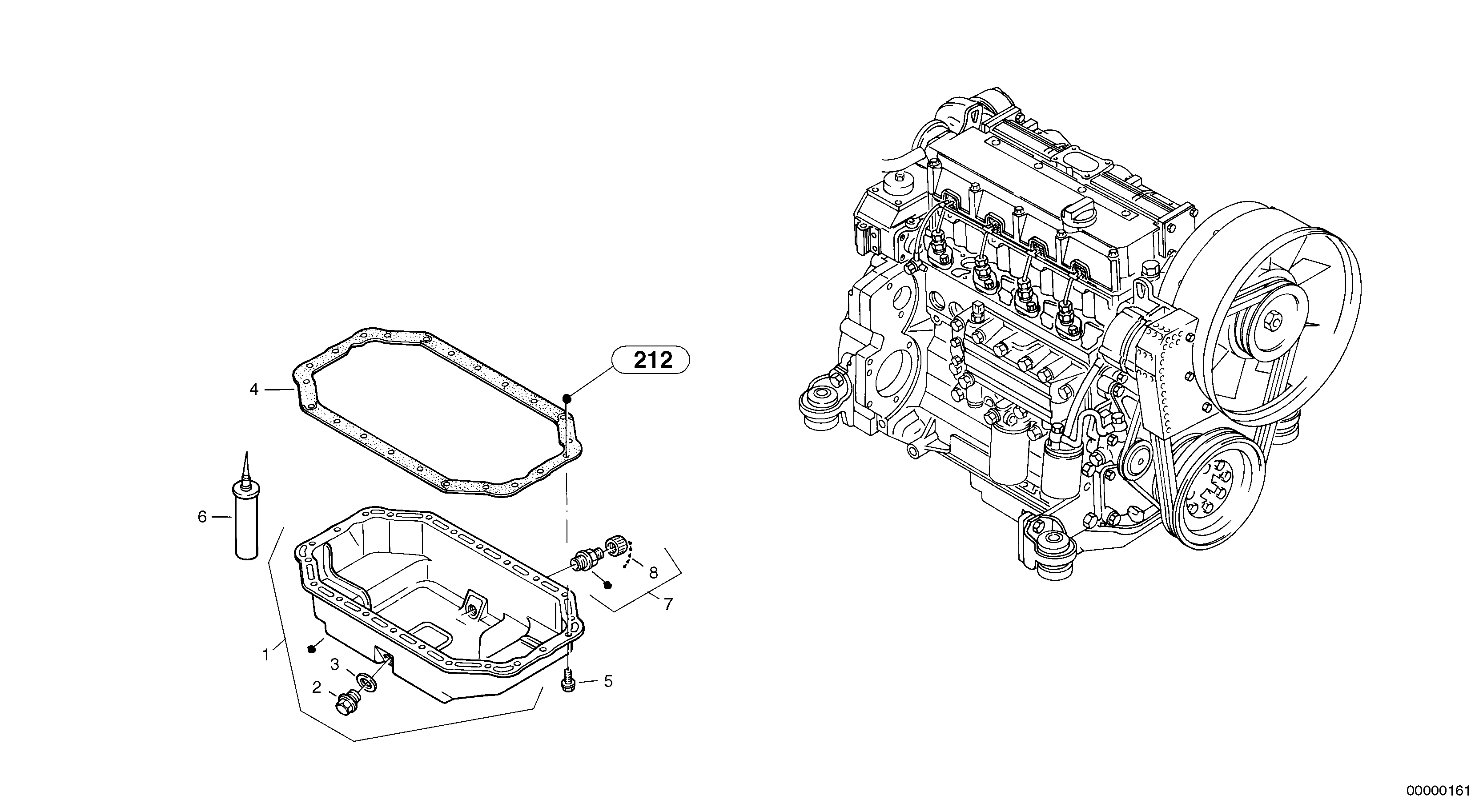 Схема запчастей Volvo L45 TYPE 194, 195 SER NO - 1000 - 7808 Oil sump 