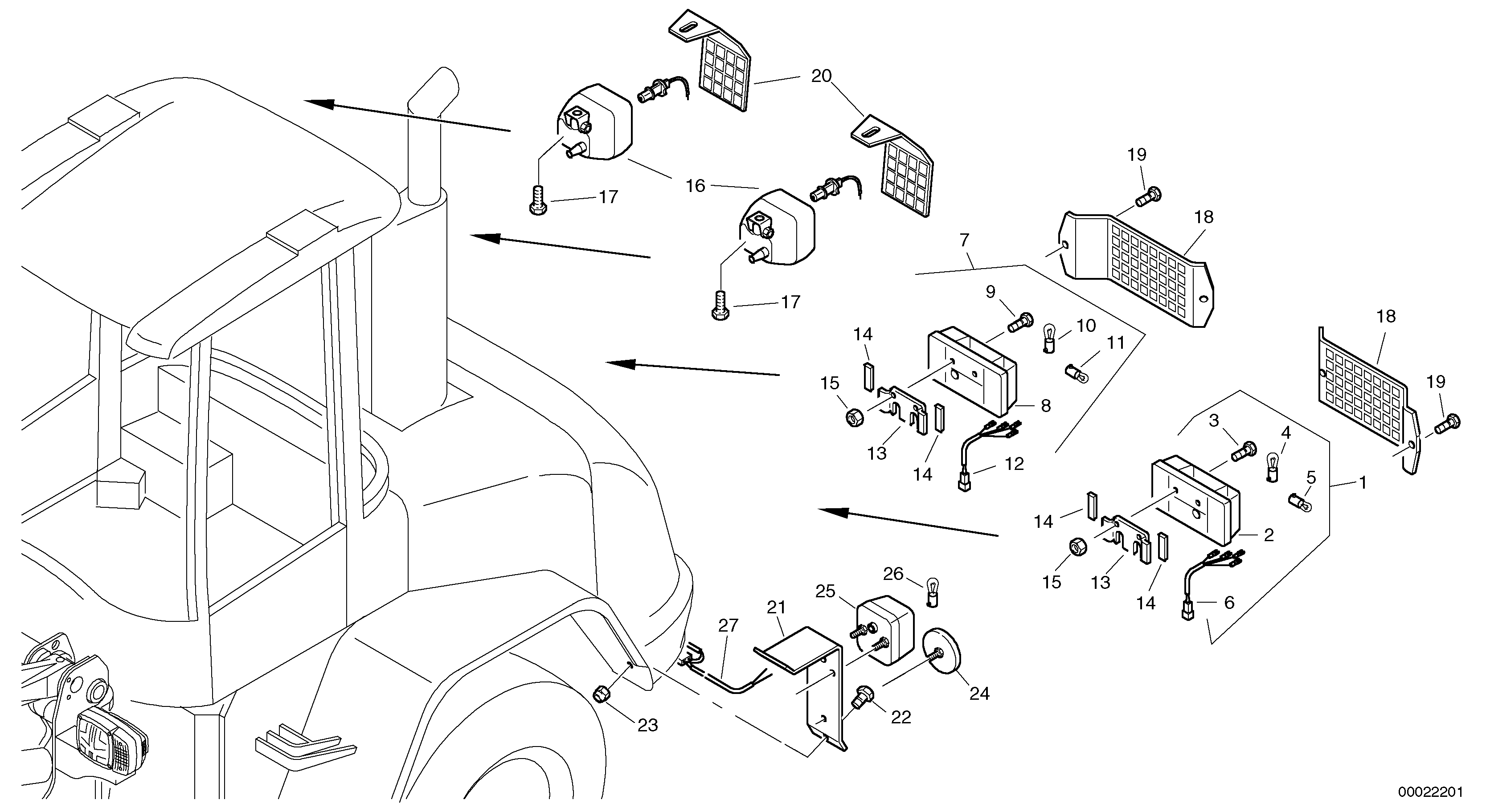 Схема запчастей Volvo L45 TYPE 194, 195 SER NO - 1000 - 47222 Lighting, rear 