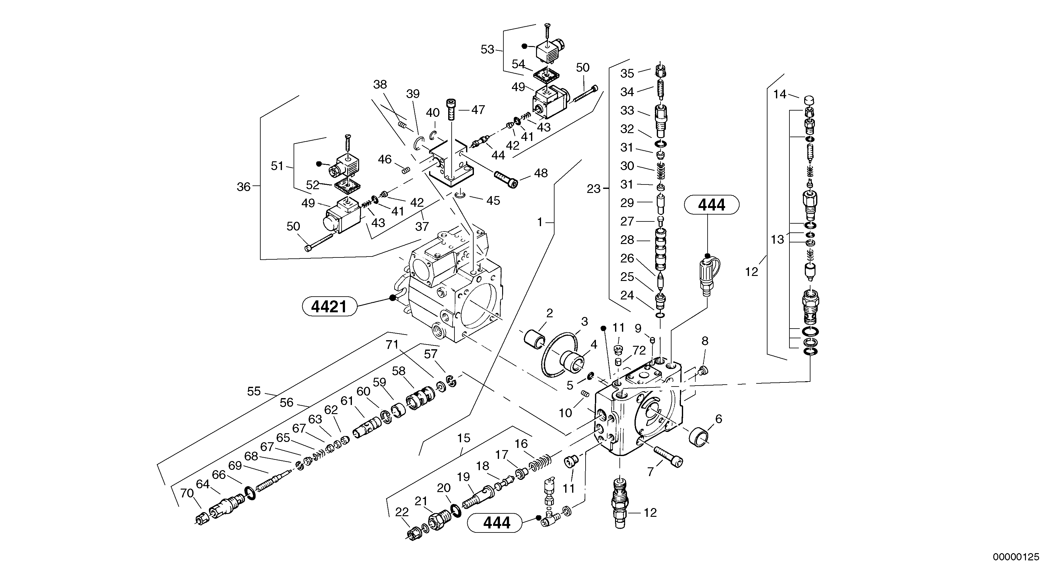 Схема запчастей Volvo L45 TYPE 194, 195 SER NO - 1000 - 47416 Valves - Variable displacement pump 