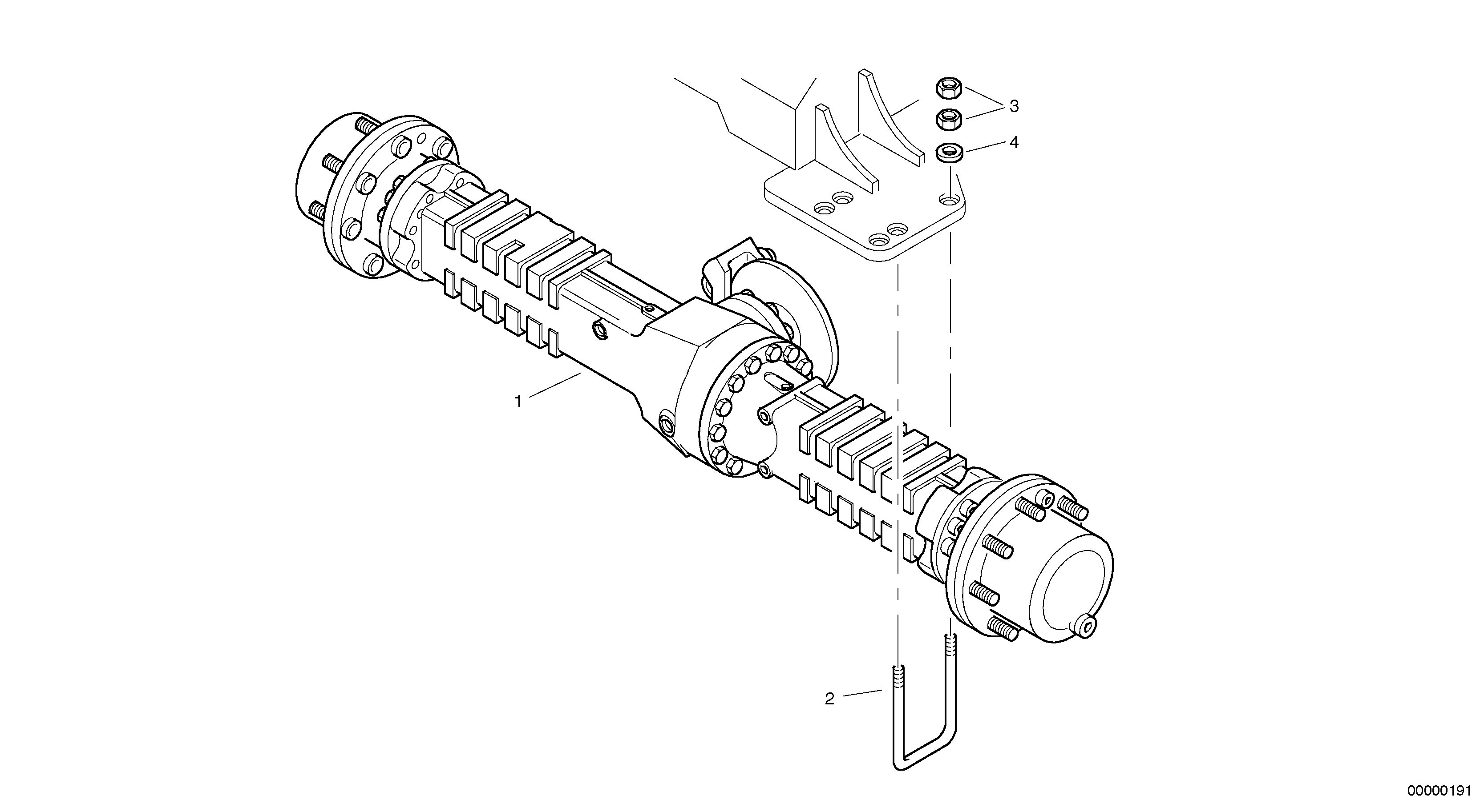 Схема запчастей Volvo L45 TYPE 194, 195 SER NO - 1000 - 9473 Мост передний в сборе 
