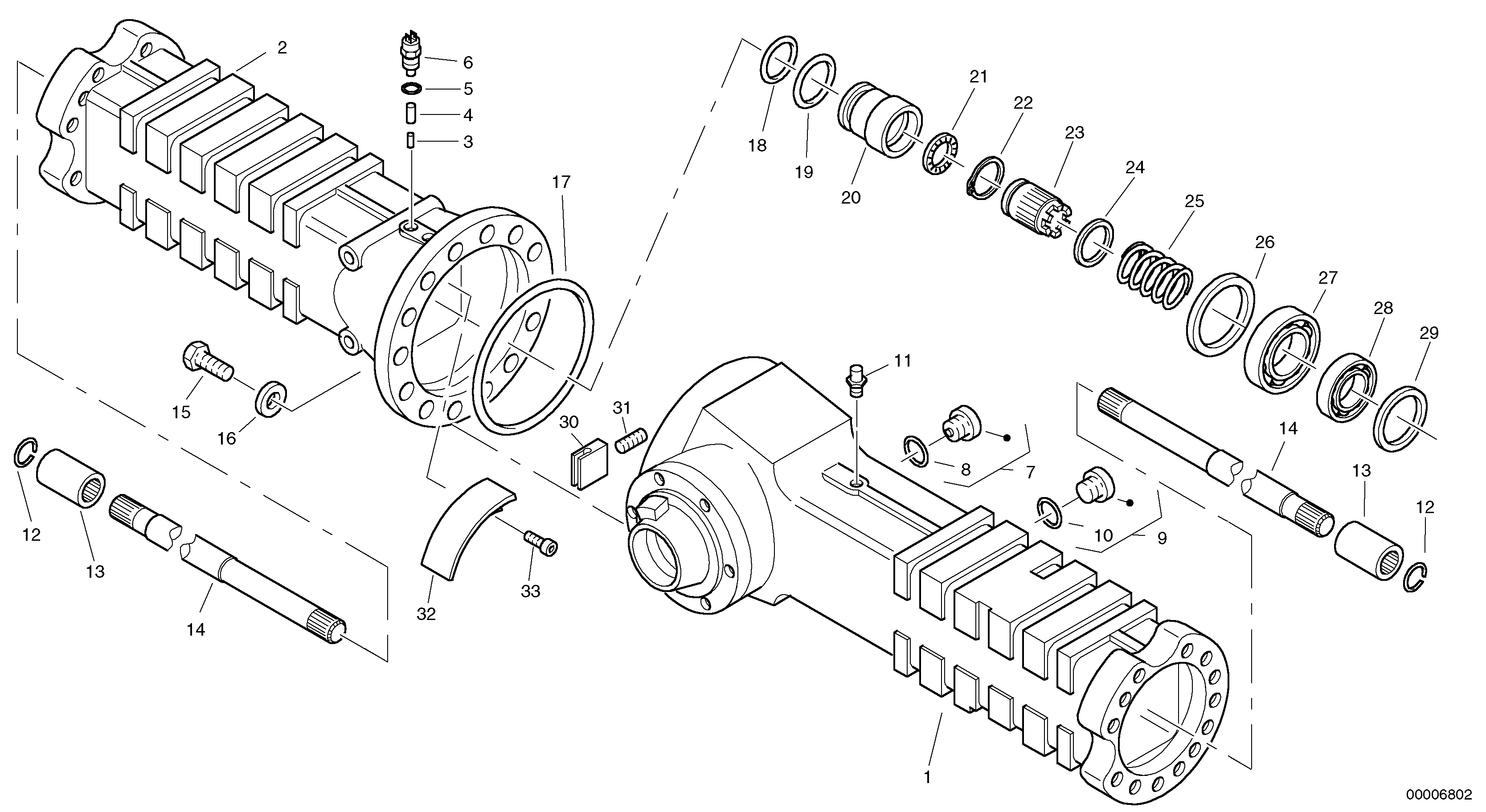 Схема запчастей Volvo L45 TYPE 194, 195 SER NO - 1000 - 9914 Картер (корпус) заднего моста 
