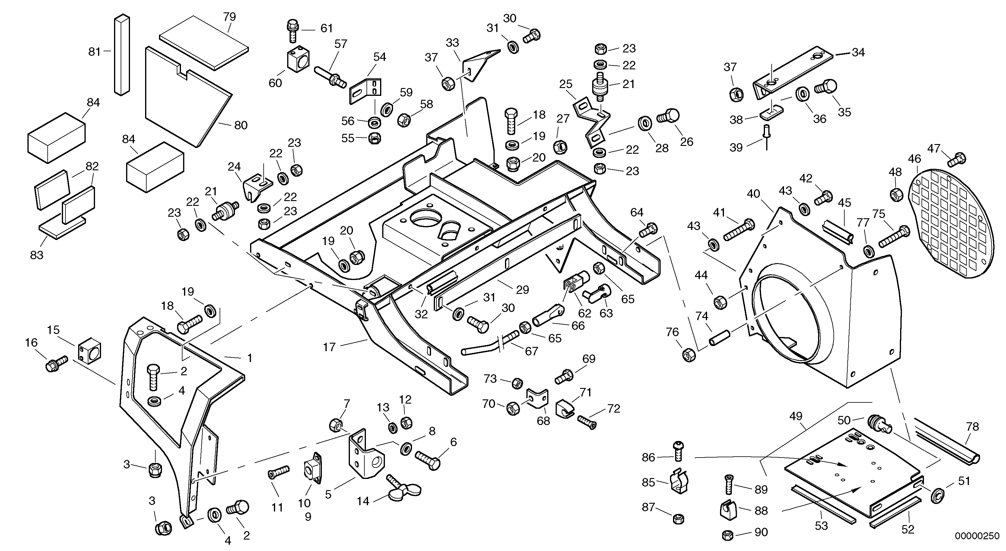 Схема запчастей Volvo L45 TYPE 194, 195 SER NO - 1000 - 12417 Engine hood - Fastening 