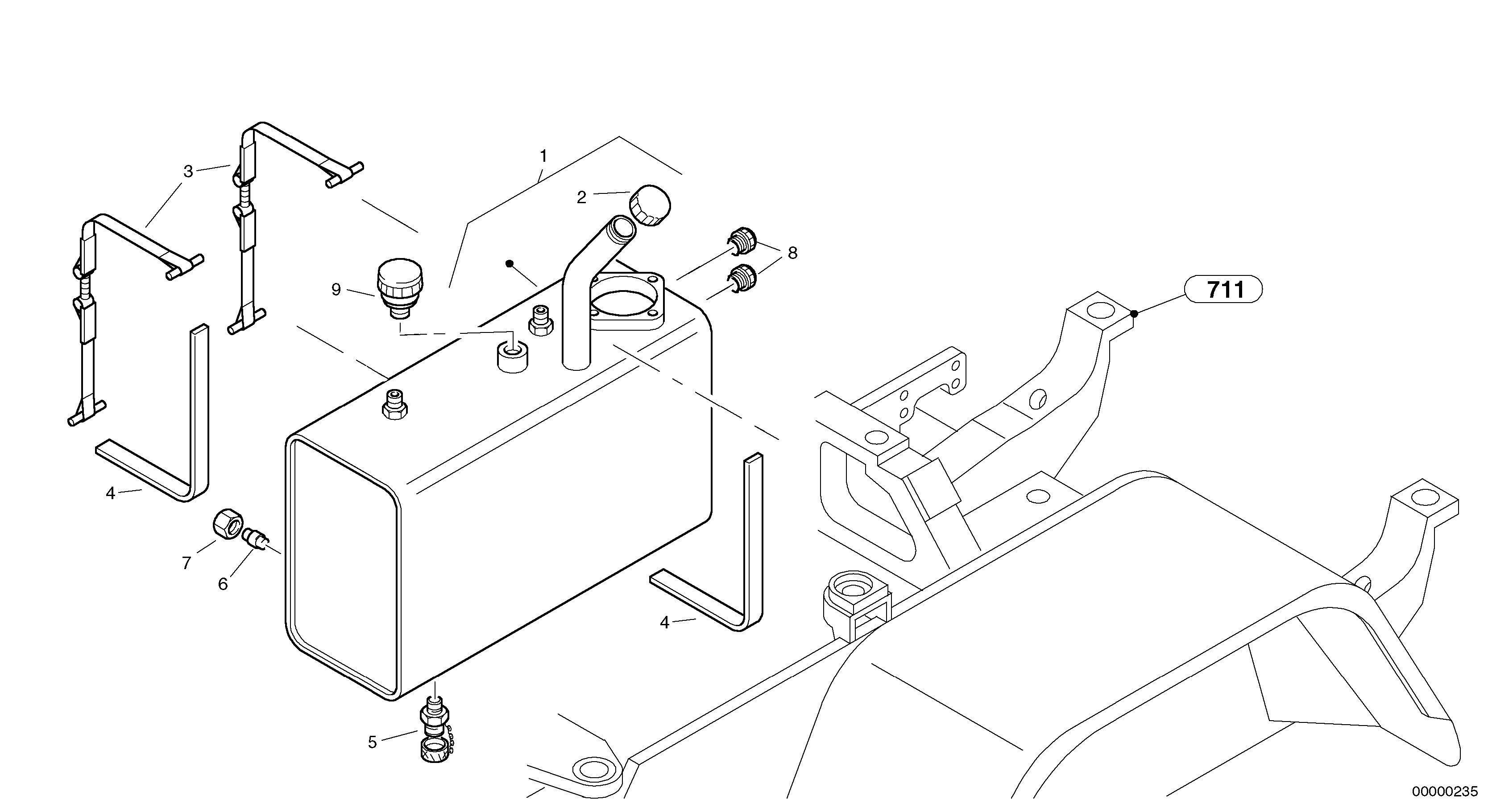Схема запчастей Volvo L45 TYPE 194, 195 SER NO - 1000 - 13130 Гидробак 