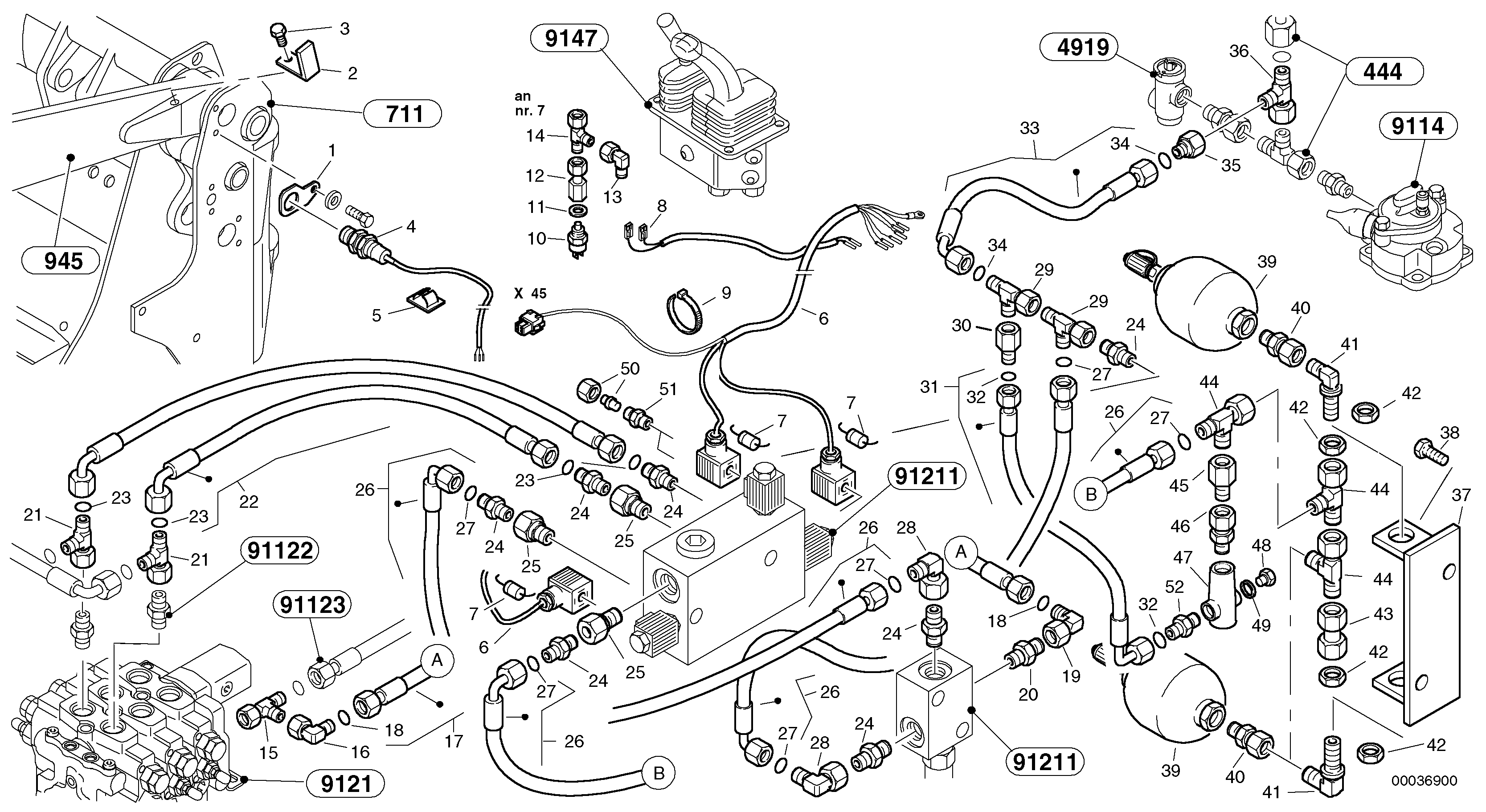 Схема запчастей Volvo L45 TYPE 194, 195 SER NO - 1000 - 46263 Boom suspension system (BSS) 