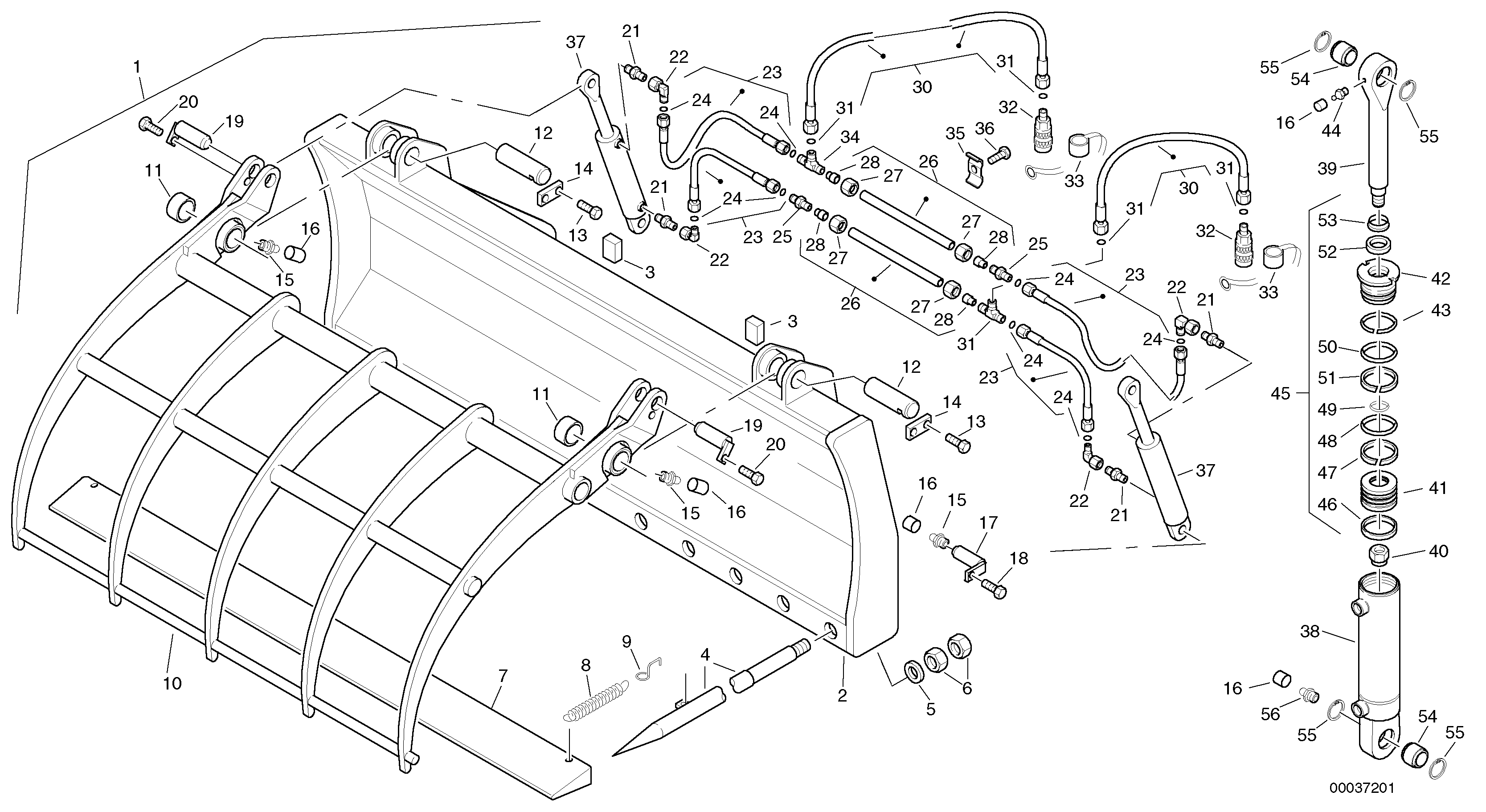 Схема запчастей Volvo L45 TYPE 194, 195 SER NO - 1000 - 15261 Fork tines 