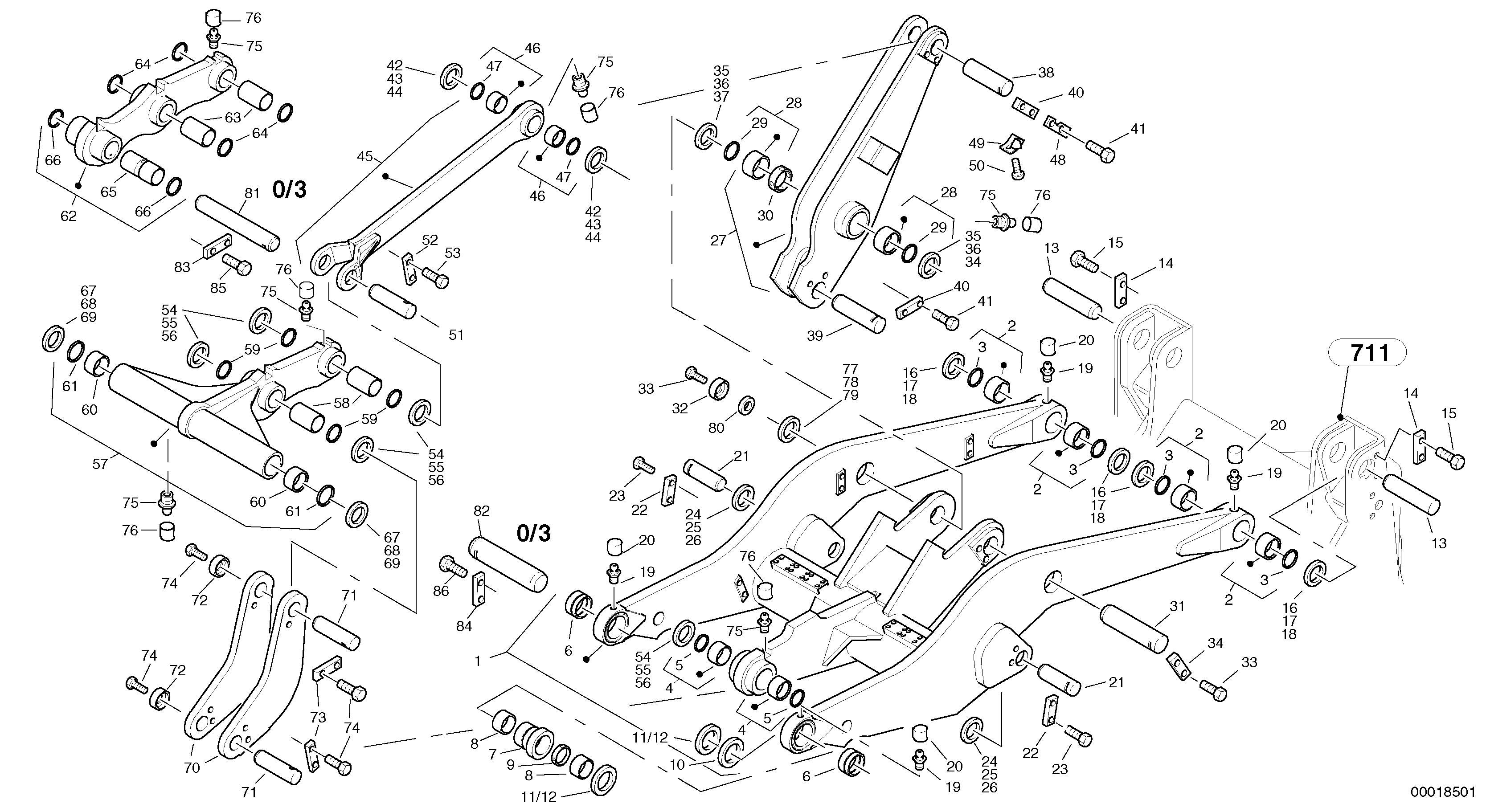 Схема запчастей Volvo L45 TYPE 194, 195 SER NO - 1000 - 103696 Lift frame 