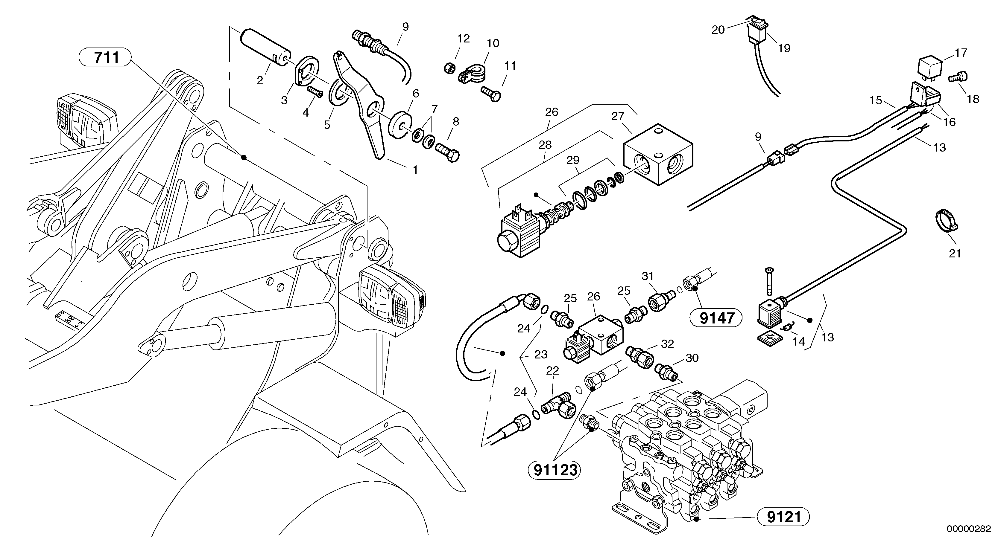 Схема запчастей Volvo L45 TYPE 194, 195 SER NO - 1000 - 15271 Lift end disconnection 