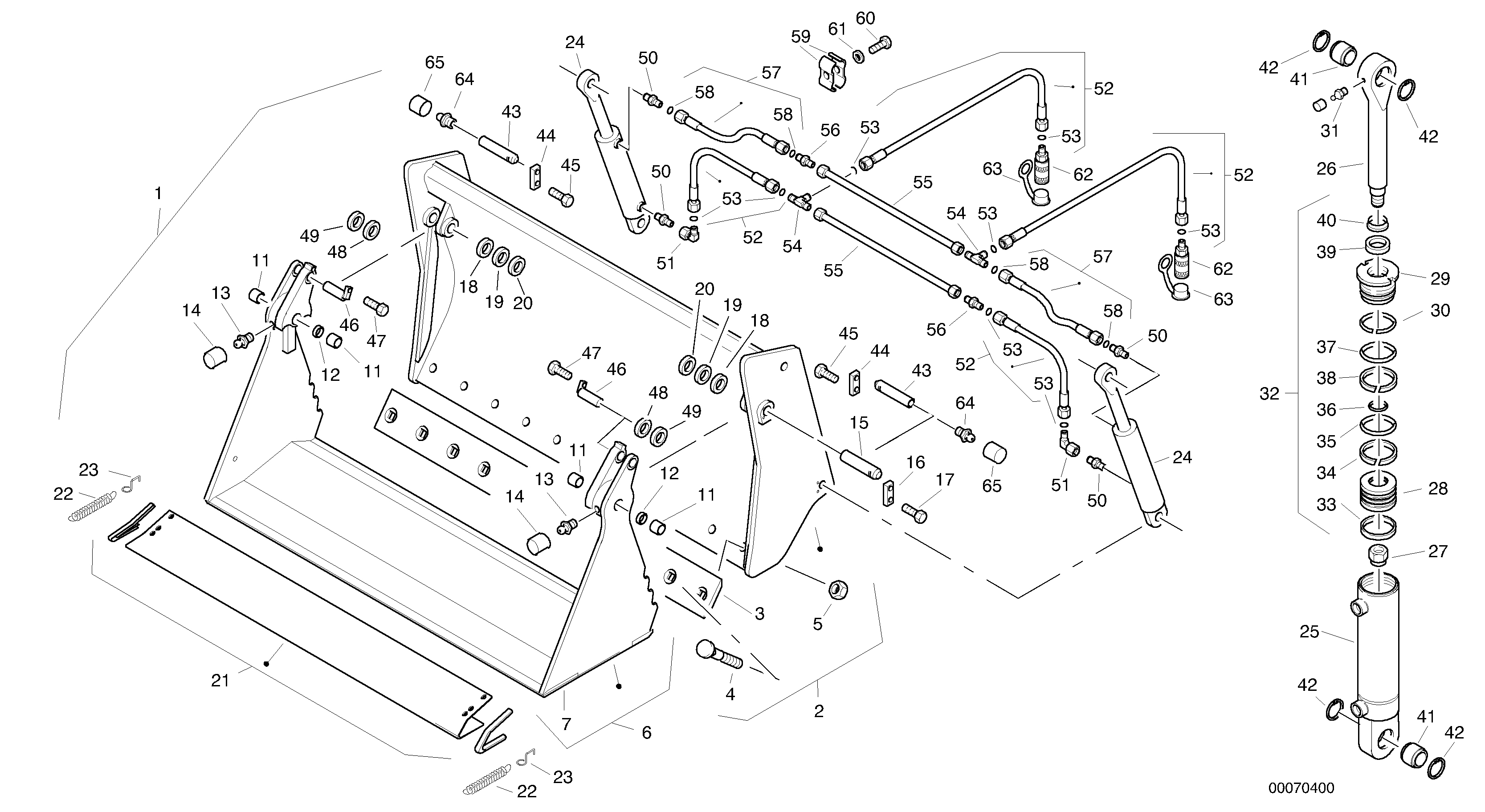 Схема запчастей Volvo L32B TYPE 184 - 7003 Combined bucket, 0.8 m? - 1800 mm broad without teeth 