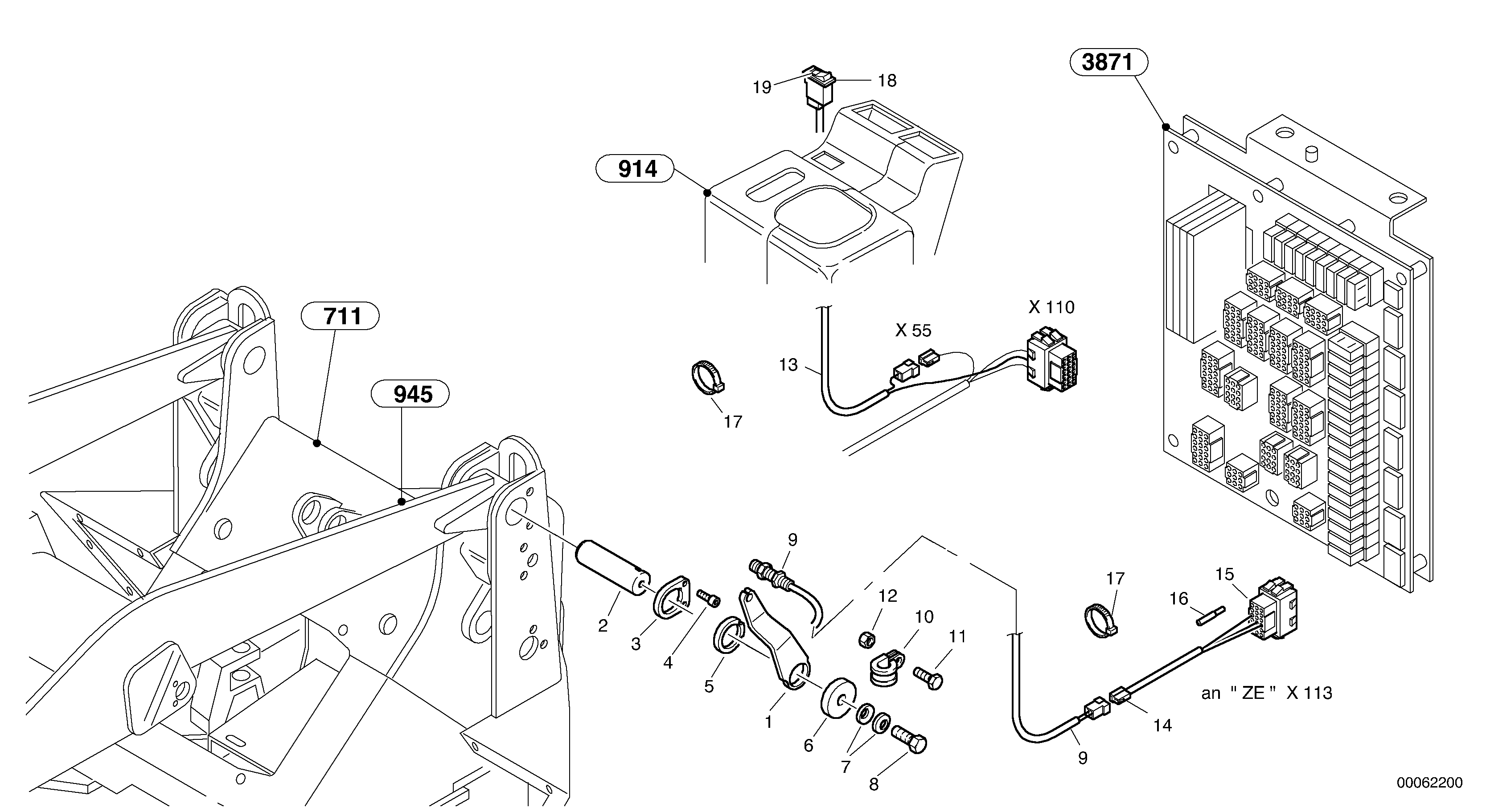 Схема запчастей Volvo L32B TYPE 184 - 10708 Lift end disconnection 