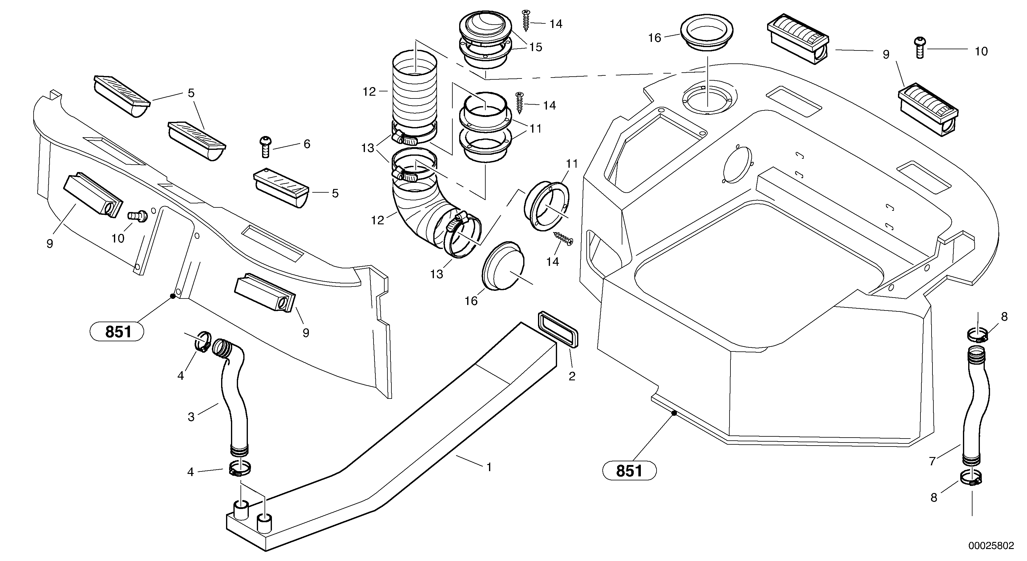 Схема запчастей Volvo L30 - 23696 Air guide L30 TYPE 180, 181 SER NO - 2200