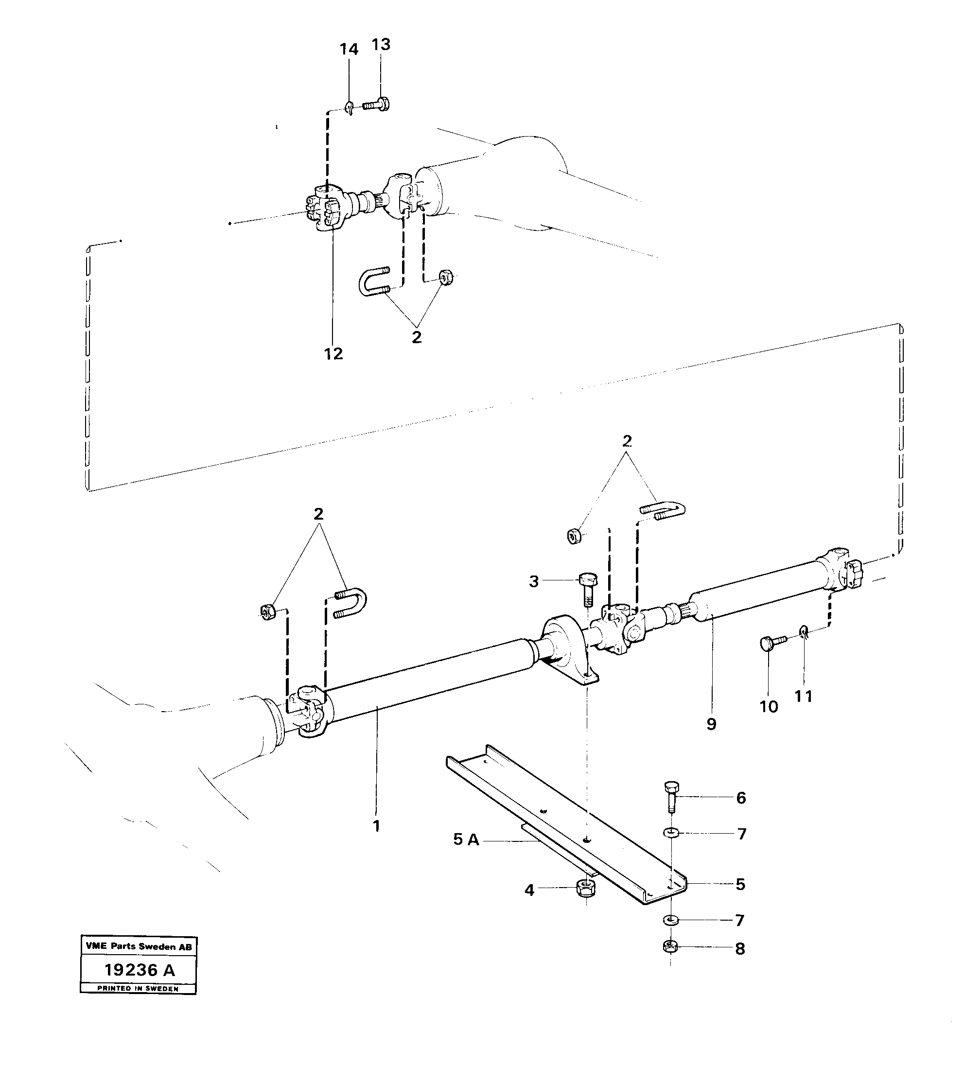 Схема запчастей Volvo L30 - 28193 Propeller shafts with fitting parts L30 L30